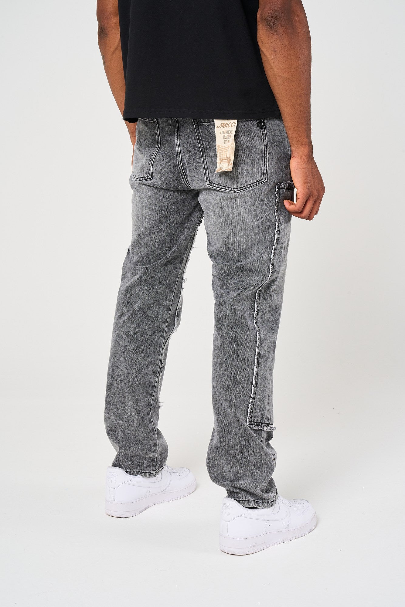 エムミーエメ　Side ribbon straight denim gray Hernan Grey Carpenter Jean – Amicci