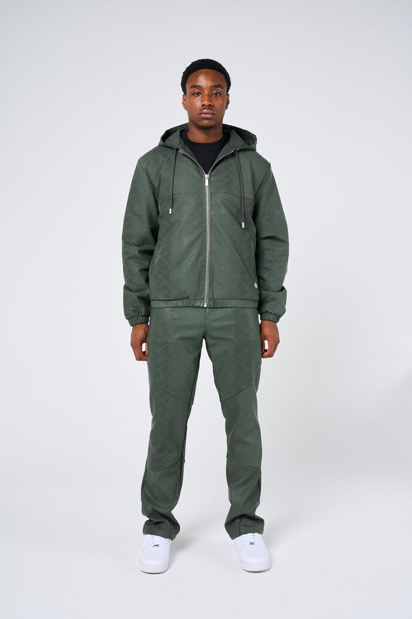 Isandro Khaki Croco Leren Jas