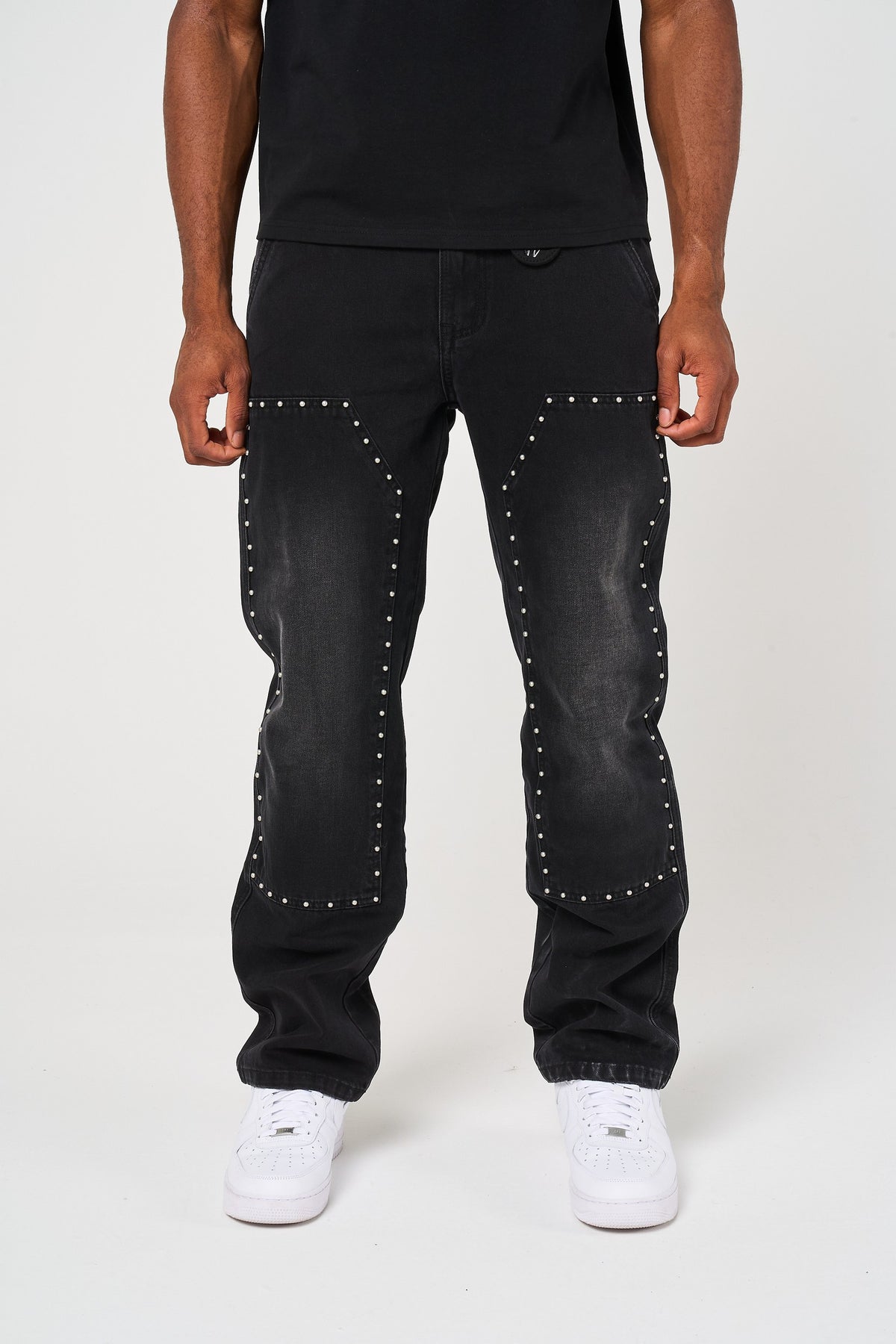 Haulier Black Studded Carpenter Denim