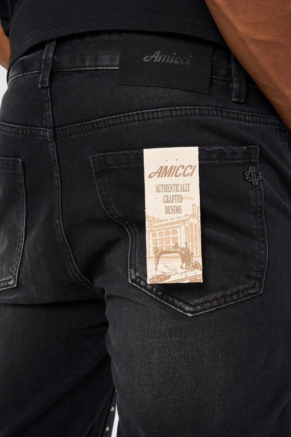 Haulier Zwart Spijkerdenim met Studs