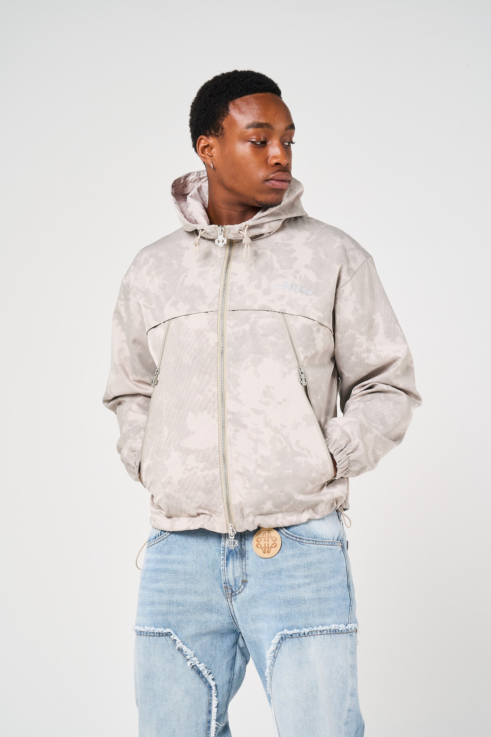 Bowery Beige Zipped Windbreaker