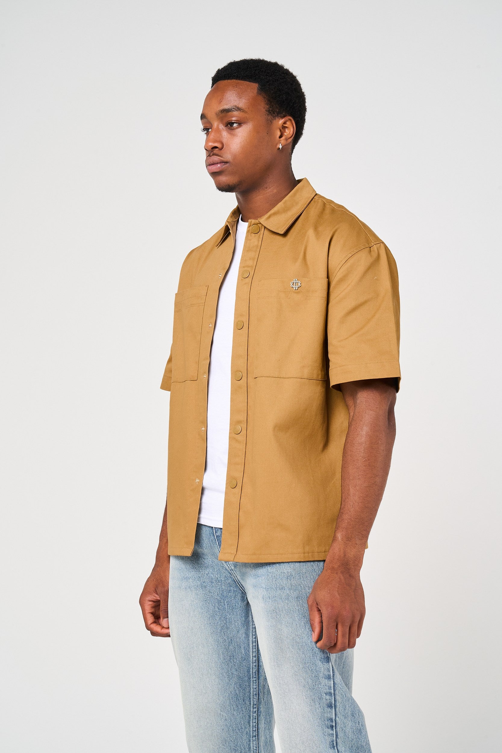 Blaise Cotton Twill Beige Shirt