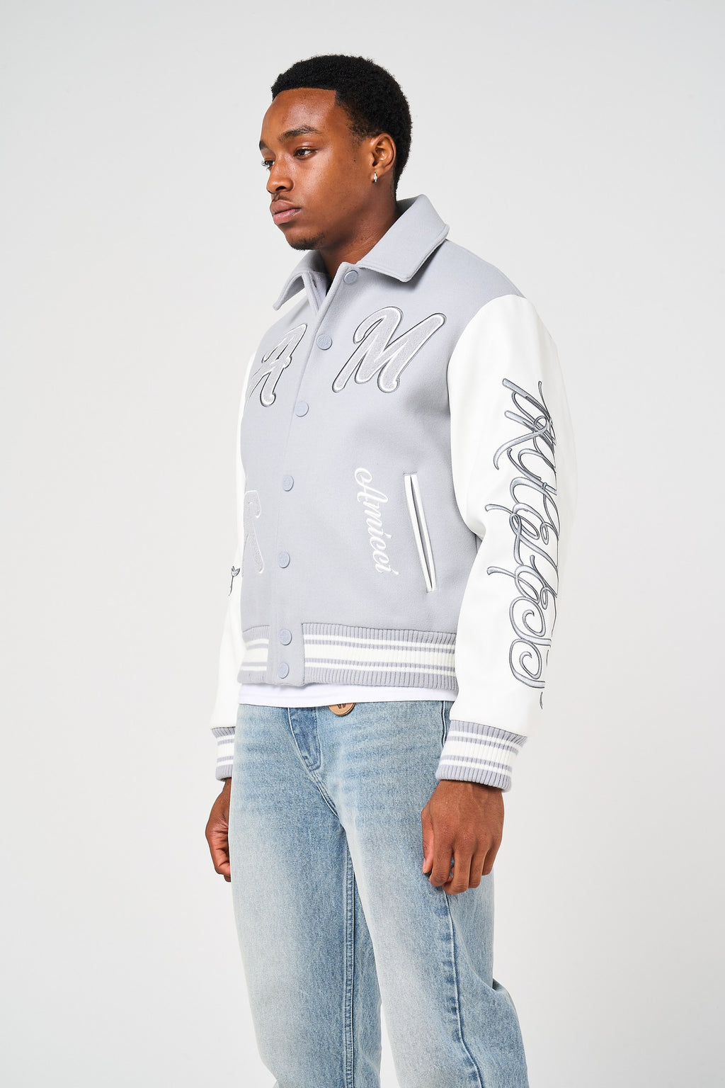 Lusso Grey Varsity Jacket