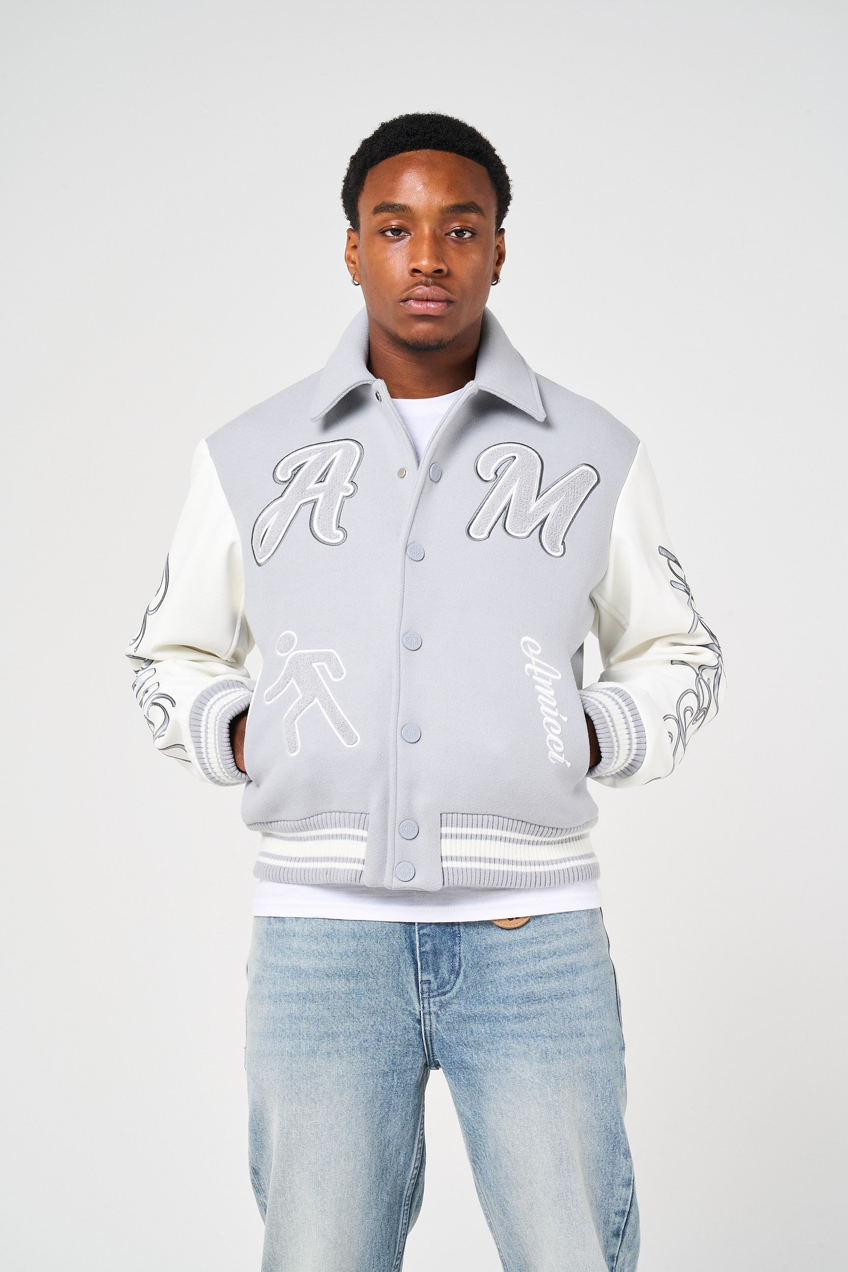Lusso Grey Varsity Jacket – Amicci