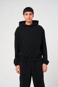 Cylinder Zwarte Naaldribfluwelen Hoodie