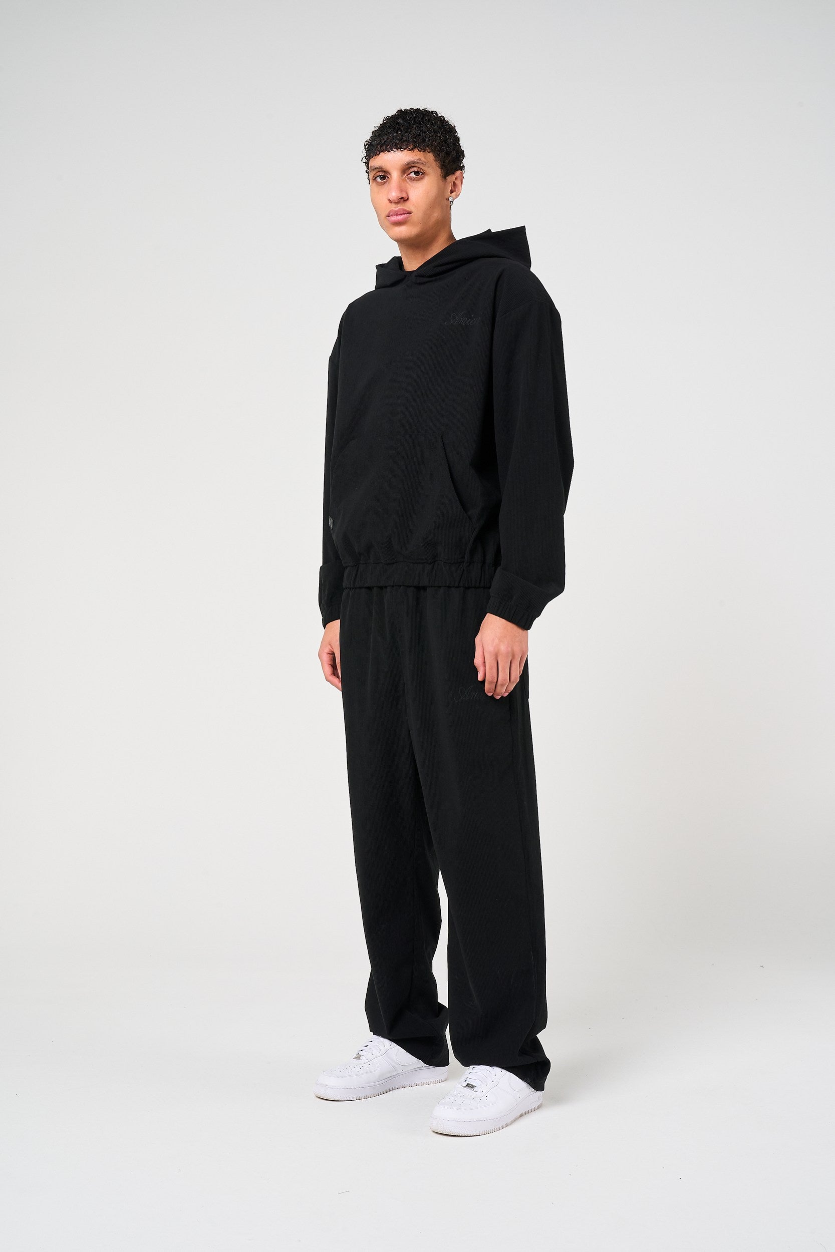 Cylinder Black Needlecord Hoodie