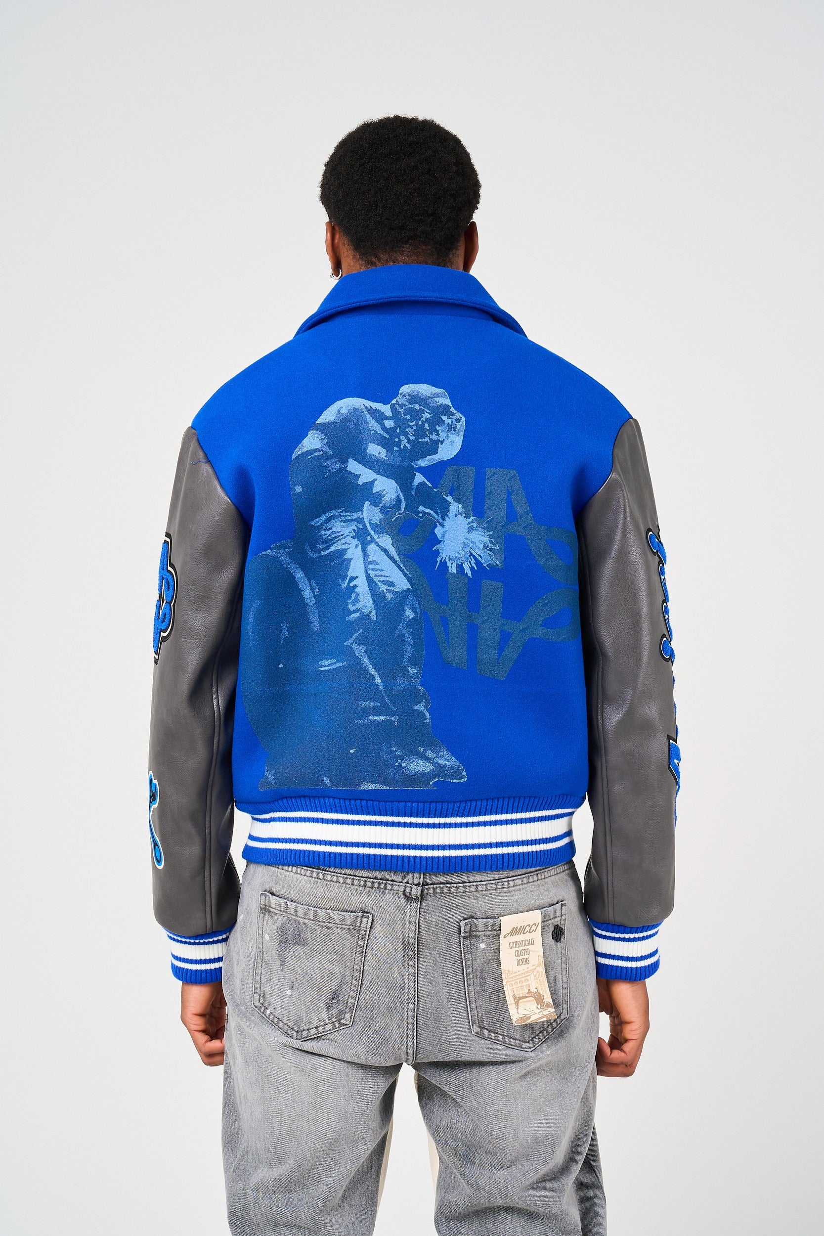 Taras Navy Varsity Jacket – Amicci