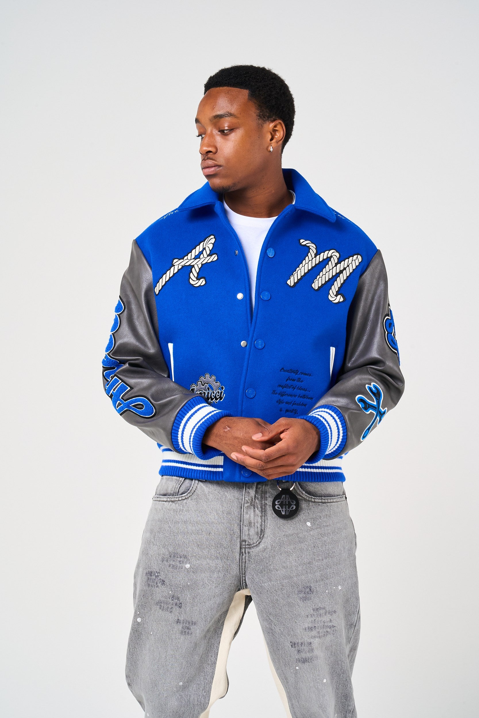 Taras Navy Varsity Jacket – Amicci
