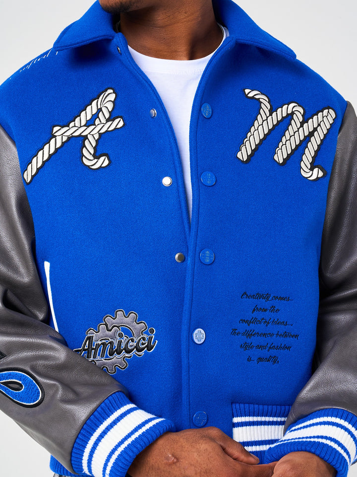 Taras Navy Varsity Jacket