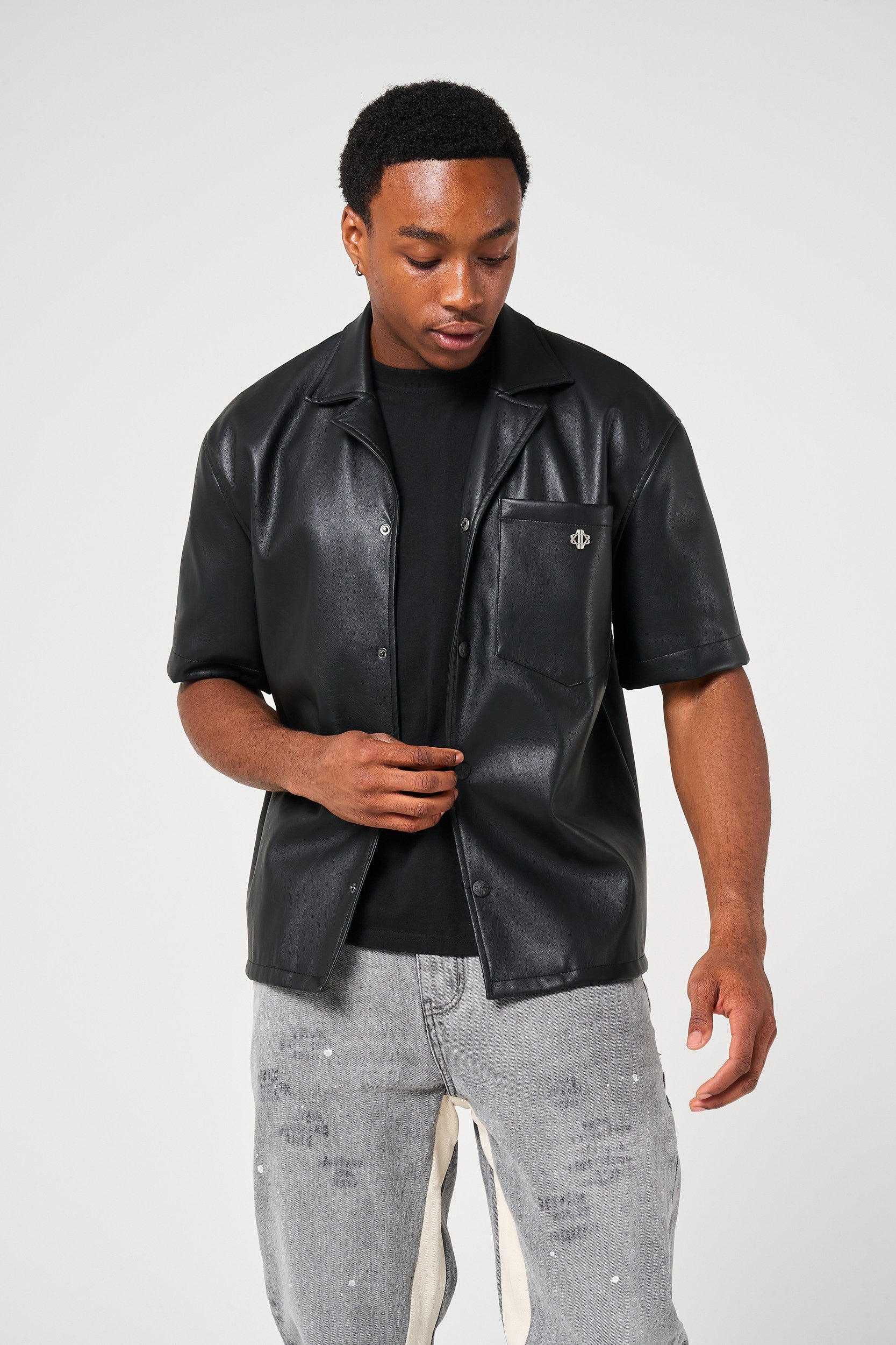 Drīver Leather Overshirt Black