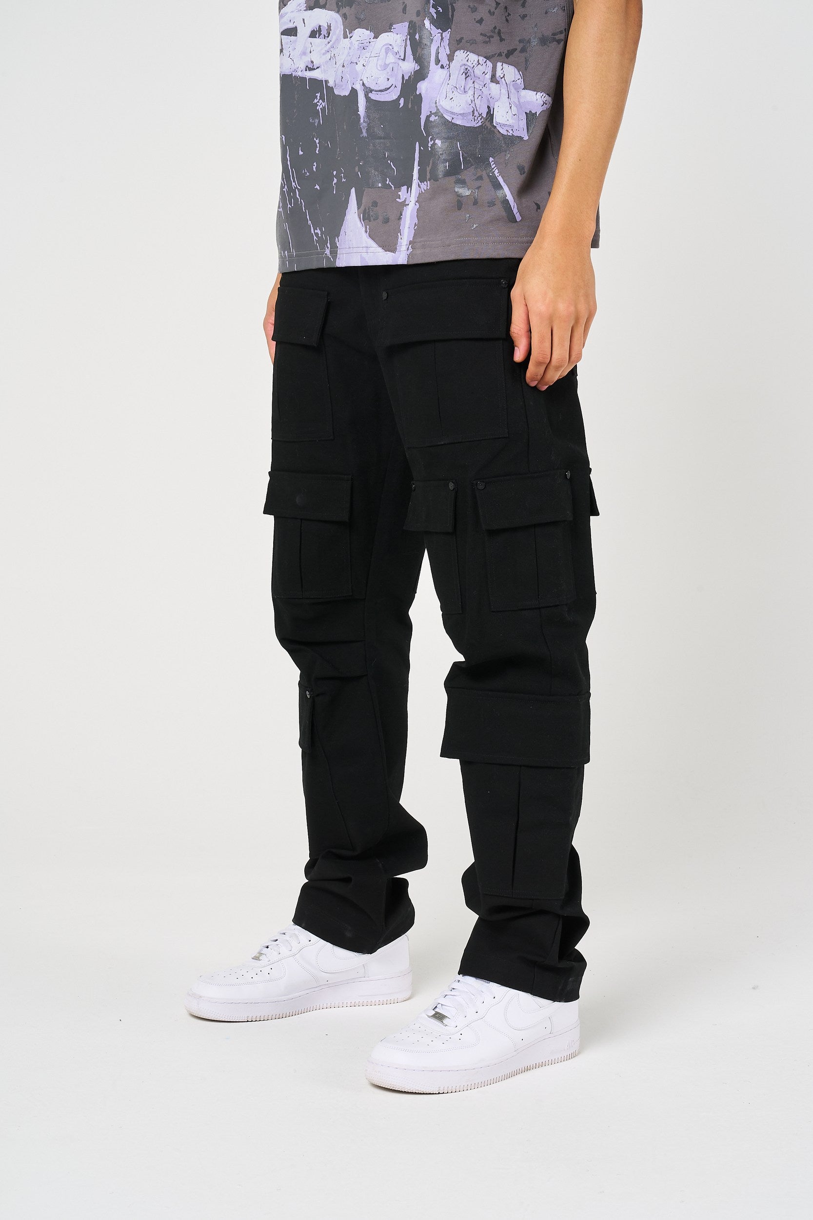 Pantalones Negros Terron con Bolsillos Profundos