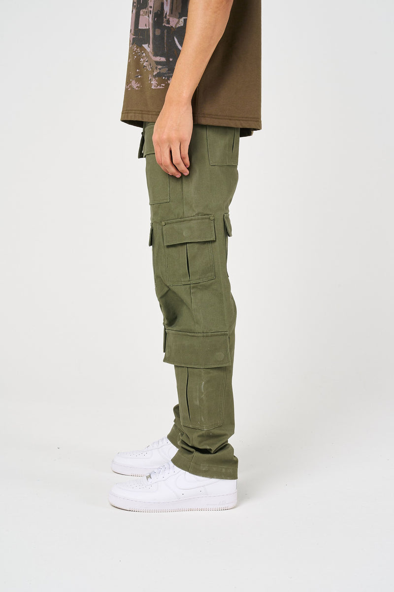 Pantalones pesados con bolsillos Terron en verde oliva