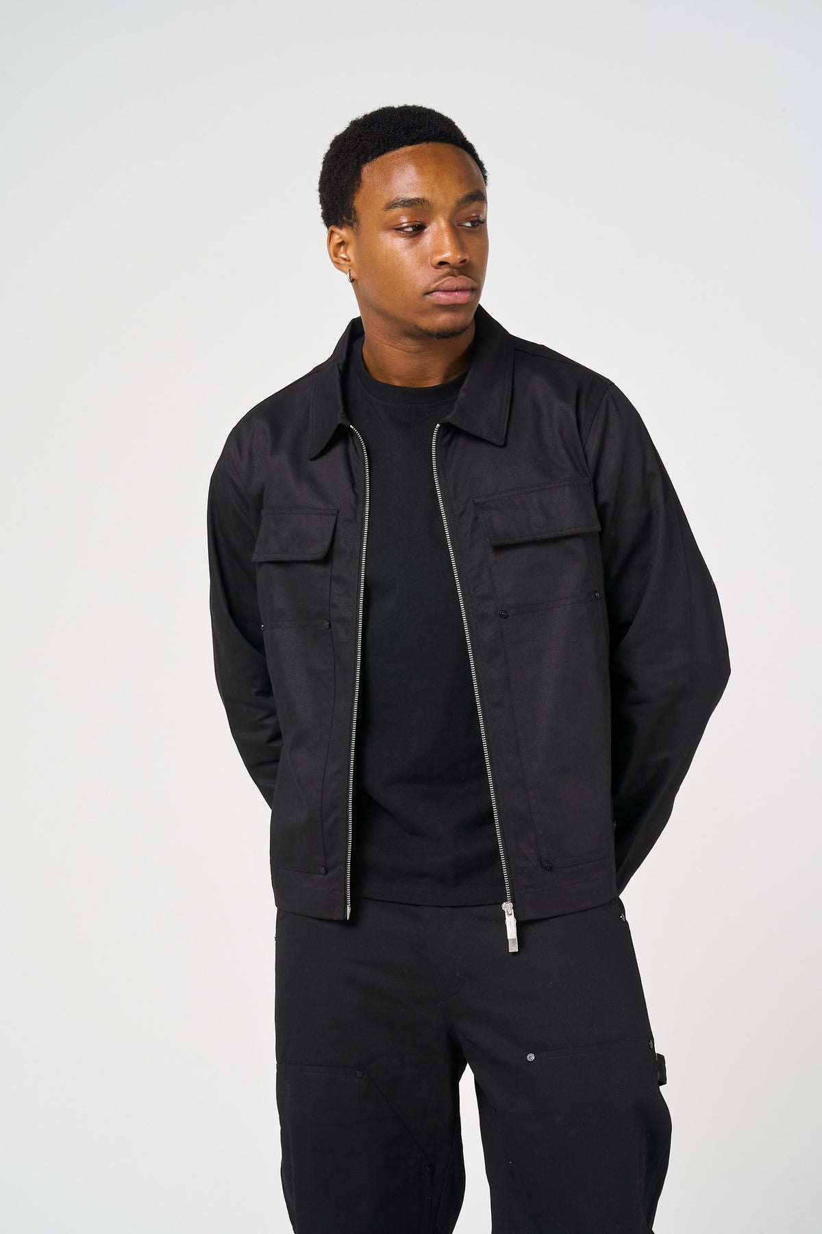 Wyatt Black Twill Overshirt