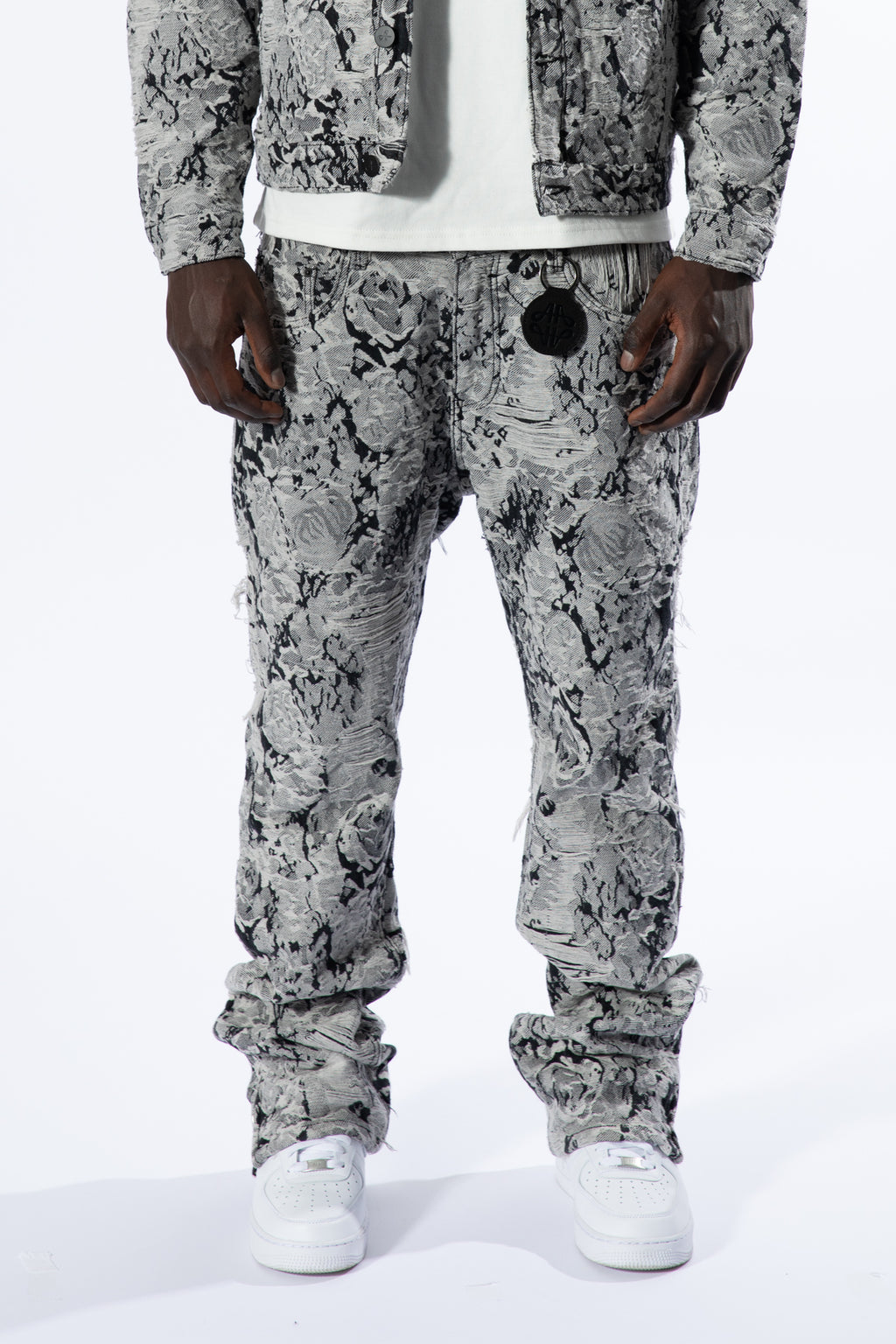 Amelio Jacquard Denim Jeans Schwarz