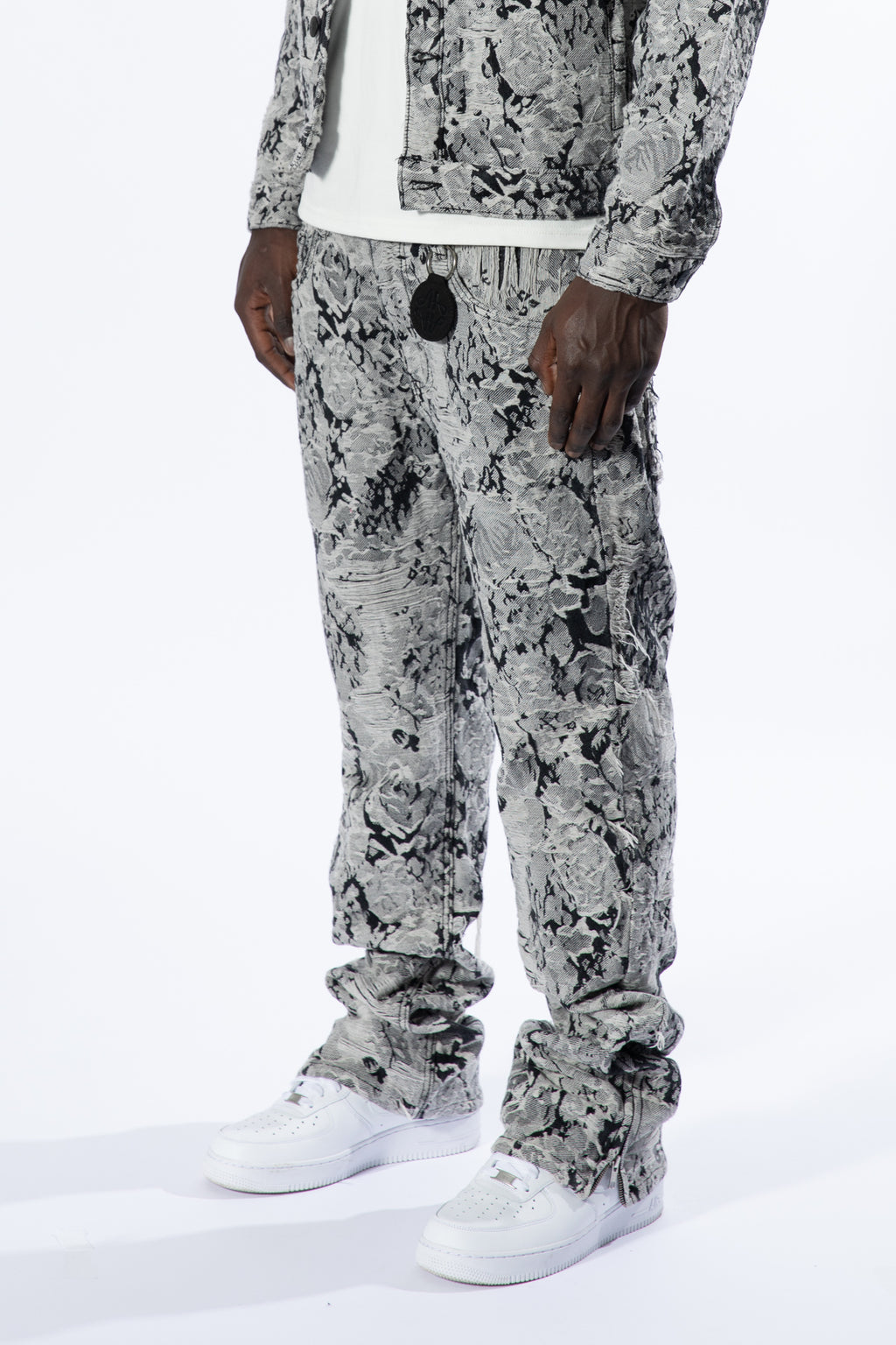 Amelio Jacquard Denim Jeans Schwarz