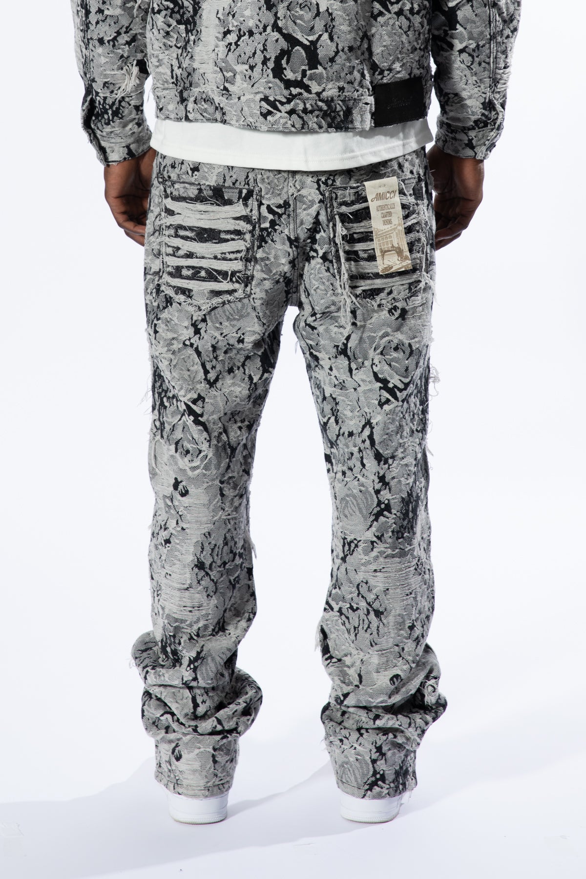 Amelio Jacquard Denim Jeans Schwarz