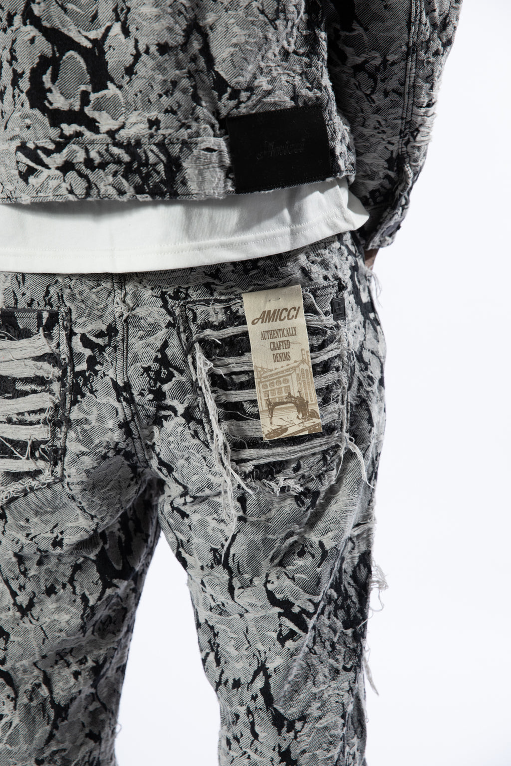 Amelio Jacquard Denim Jeans Schwarz