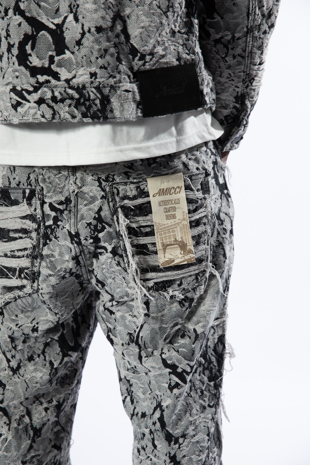 Amelio Jacquard Denim Jeans Schwarz