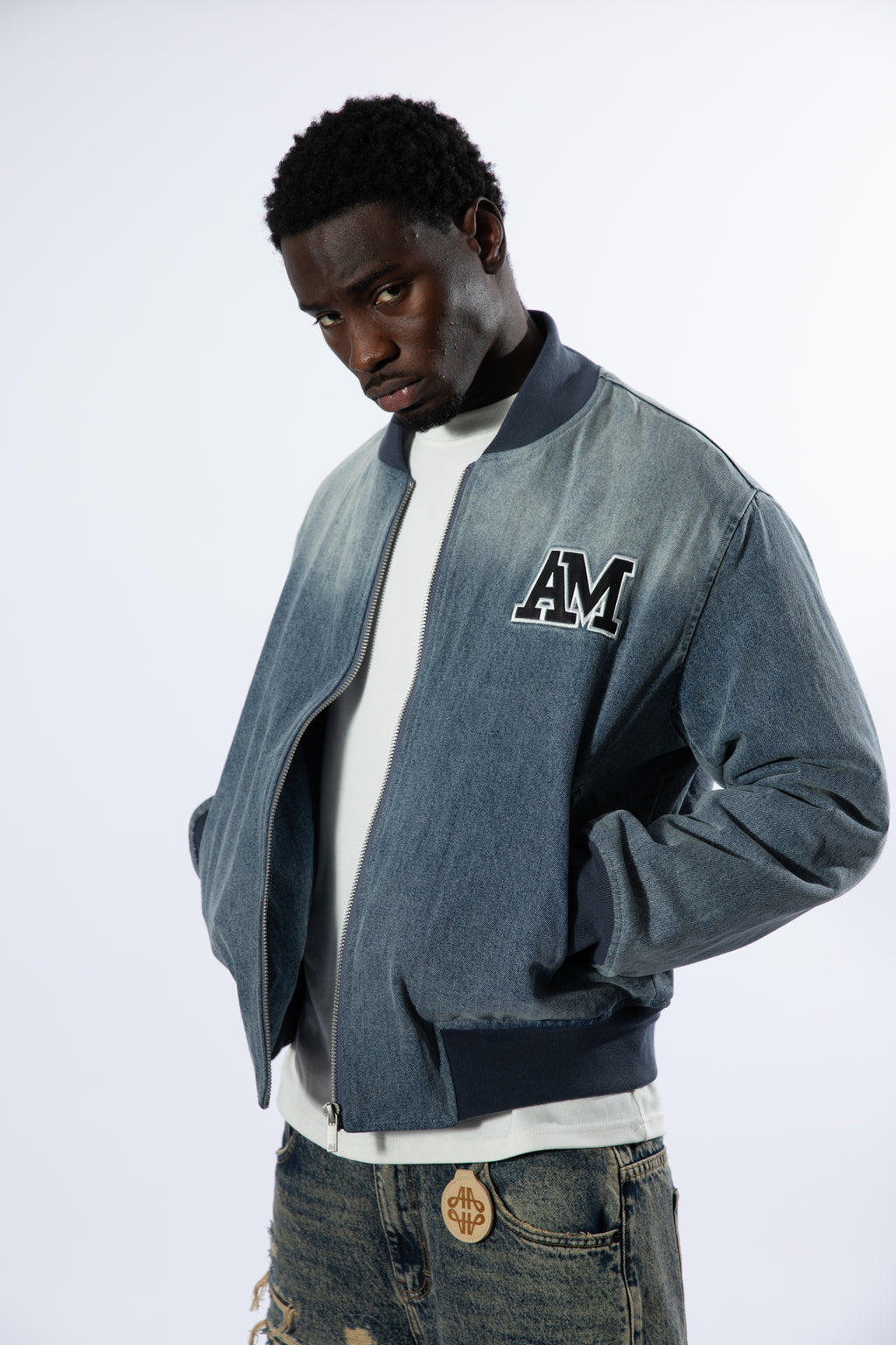 Veste Bomber en Jean Idalia Bleue