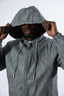 Rafel Leather Zip Hoodie Grey