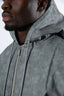 Rafel Leather Zip Hoodie Grey