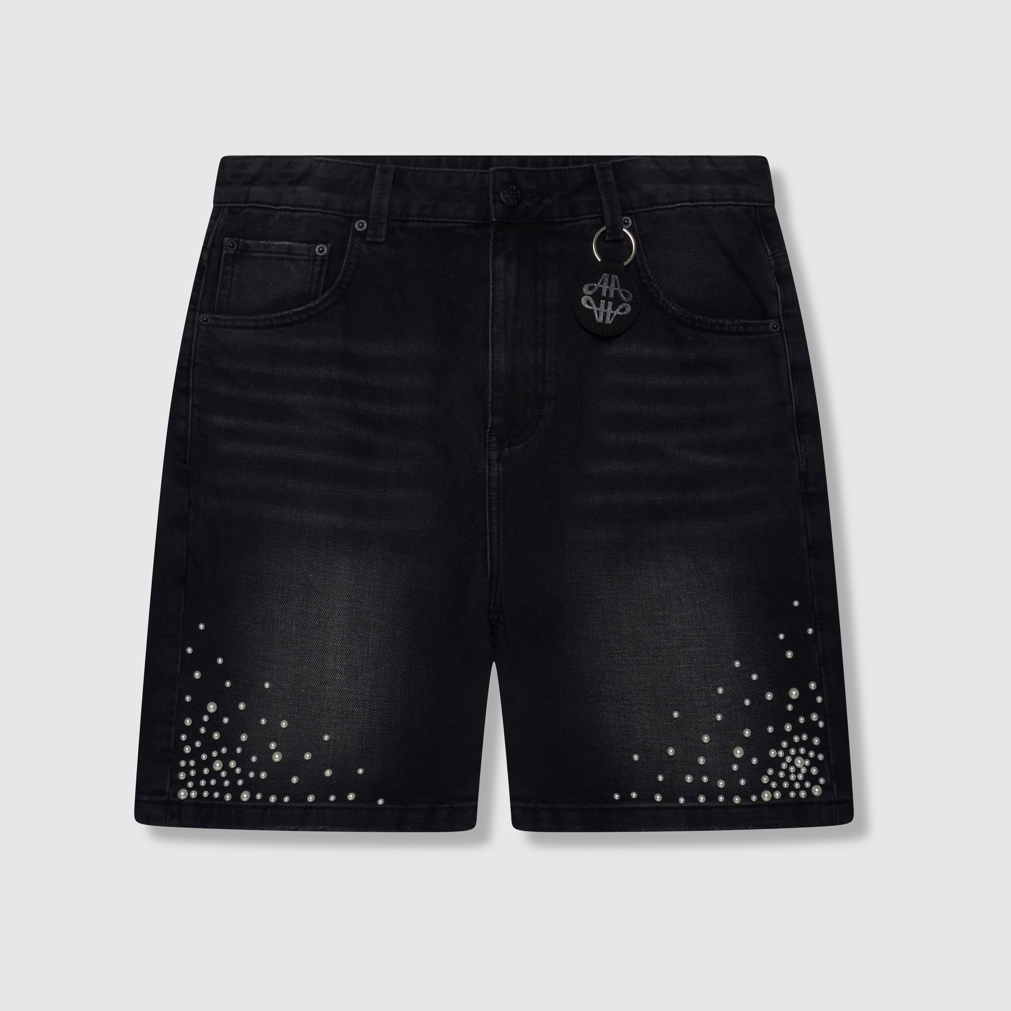 Akoya Pearl Denim Shorts Black