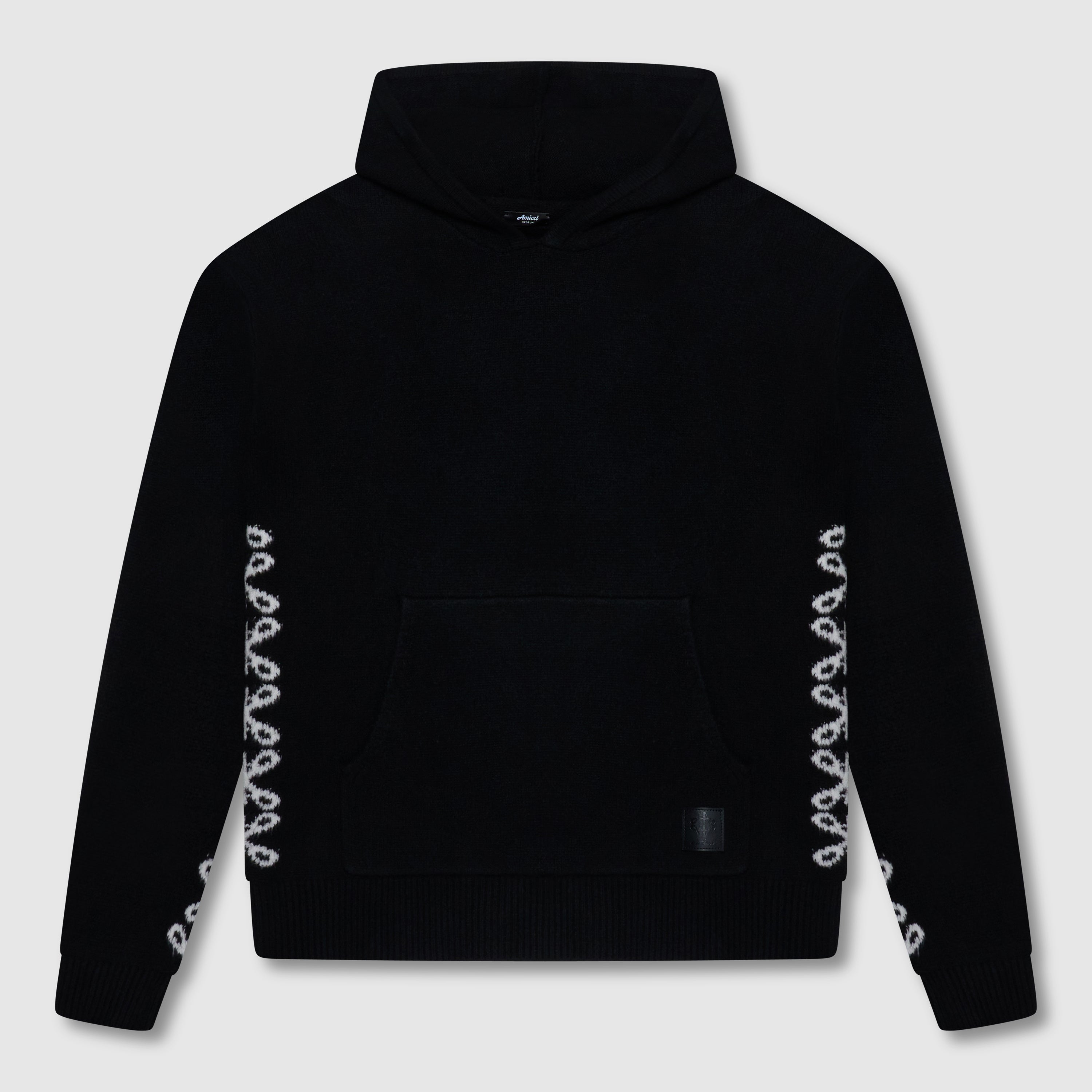 Merino Strickwaren Schwarzer Hoodie