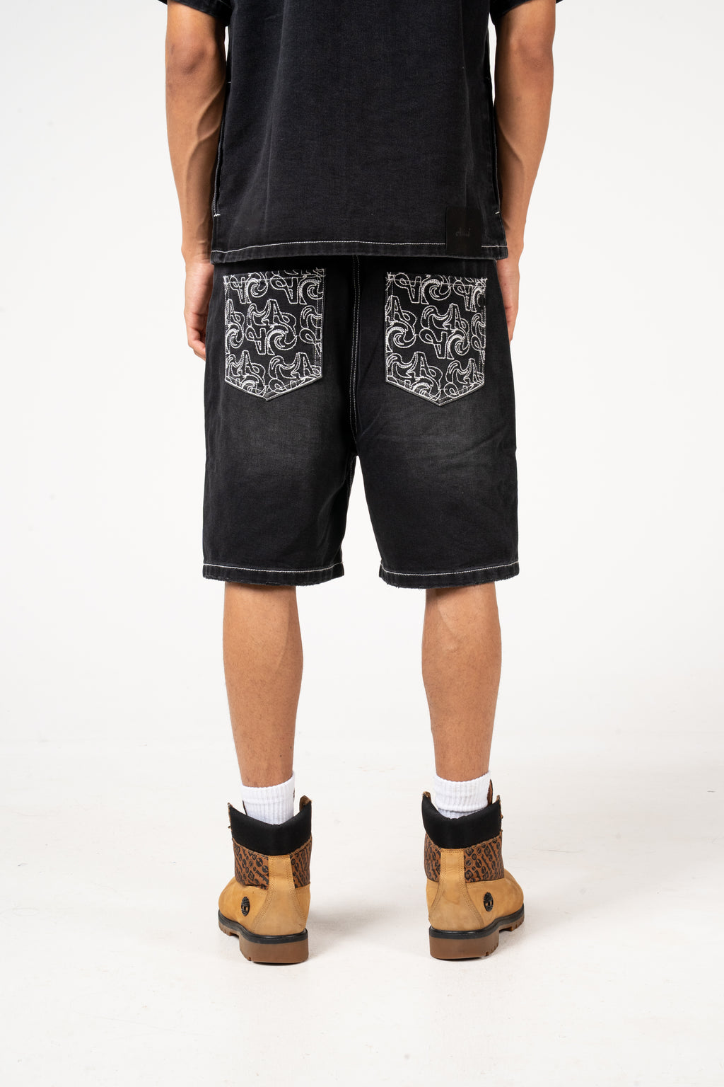 Keshi Denim-Shorts-Set Schwarz