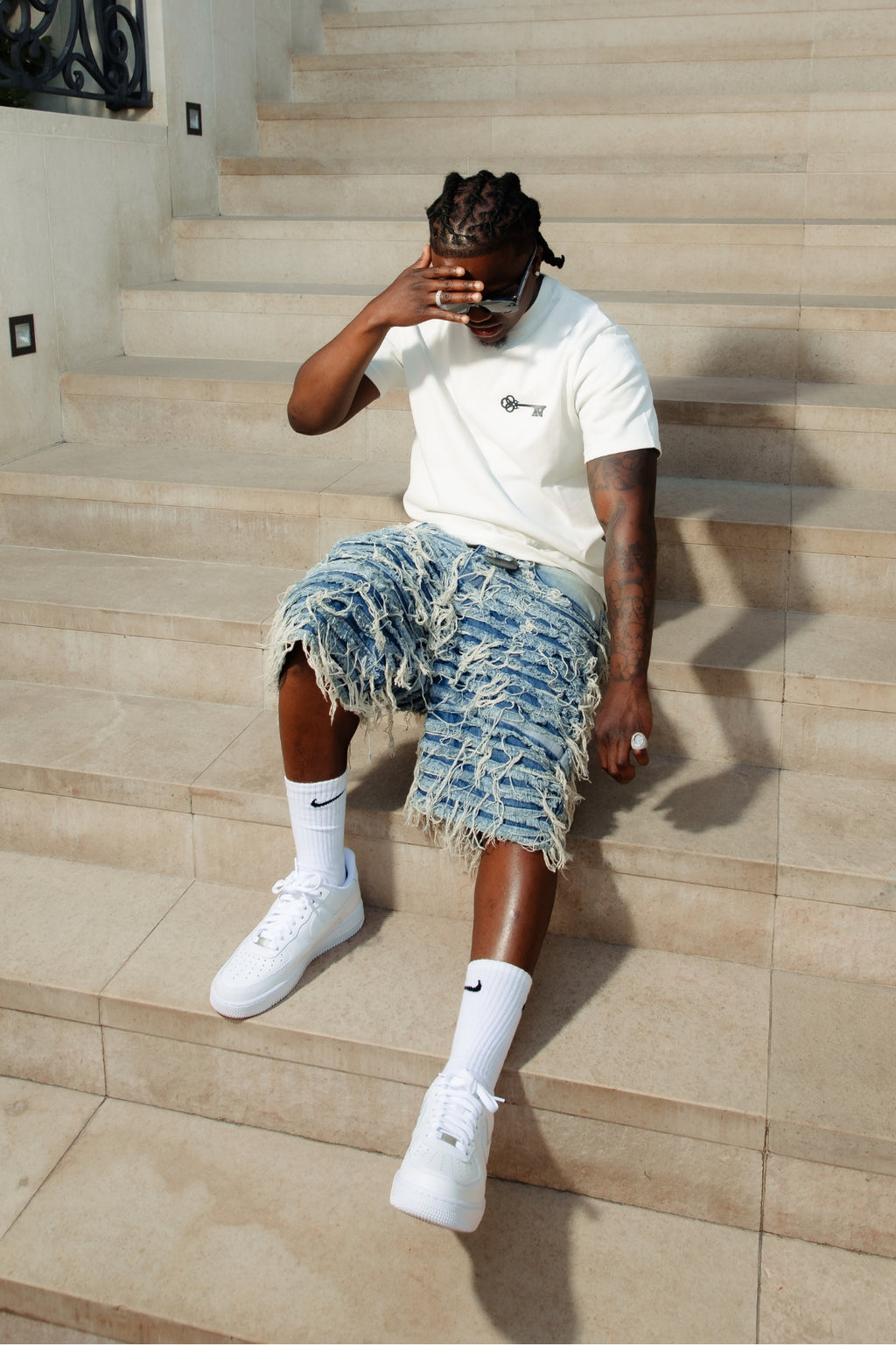 Sassari Frayed Blue Denim Shorts