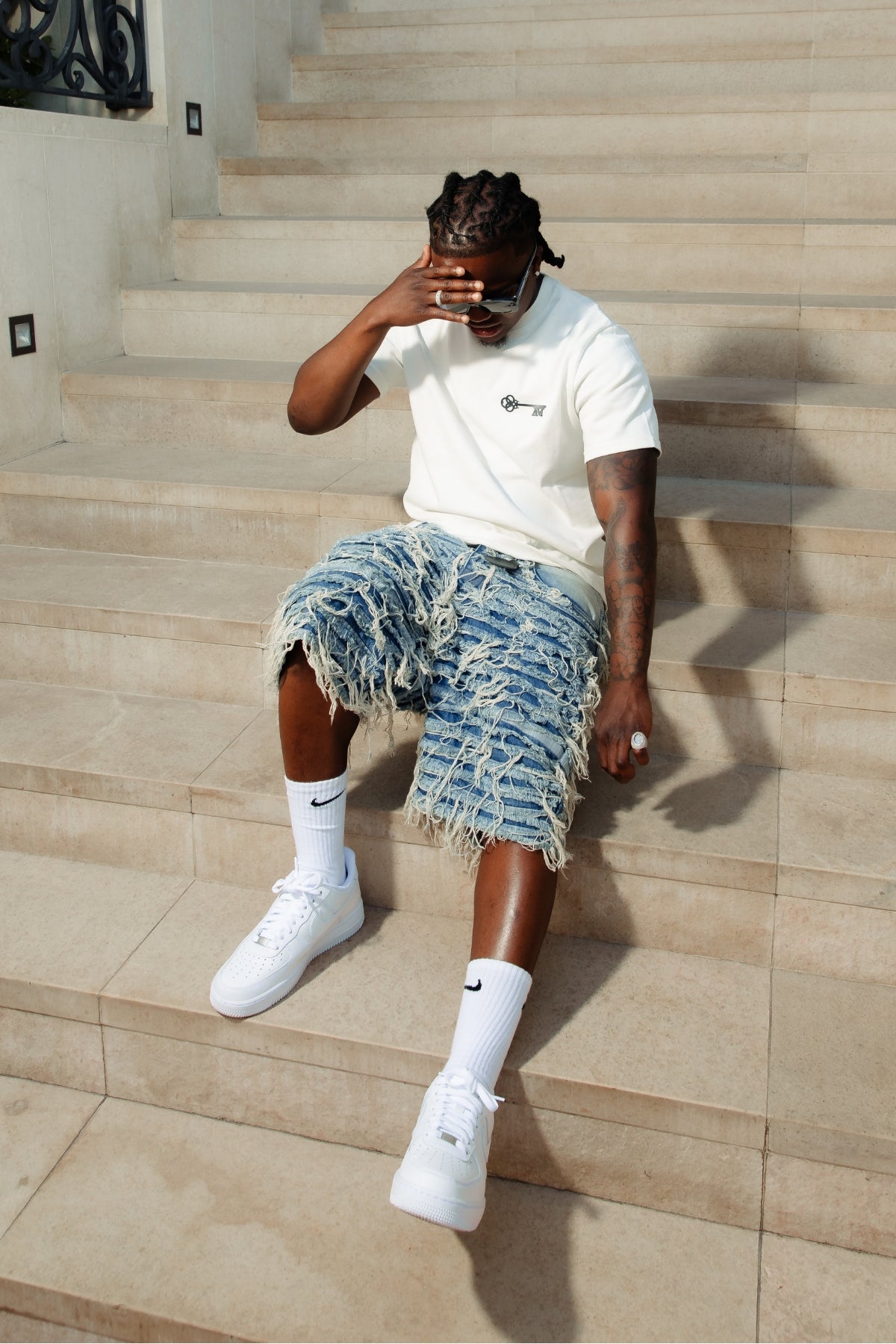 Sassari Frayed Blue Denim Shorts