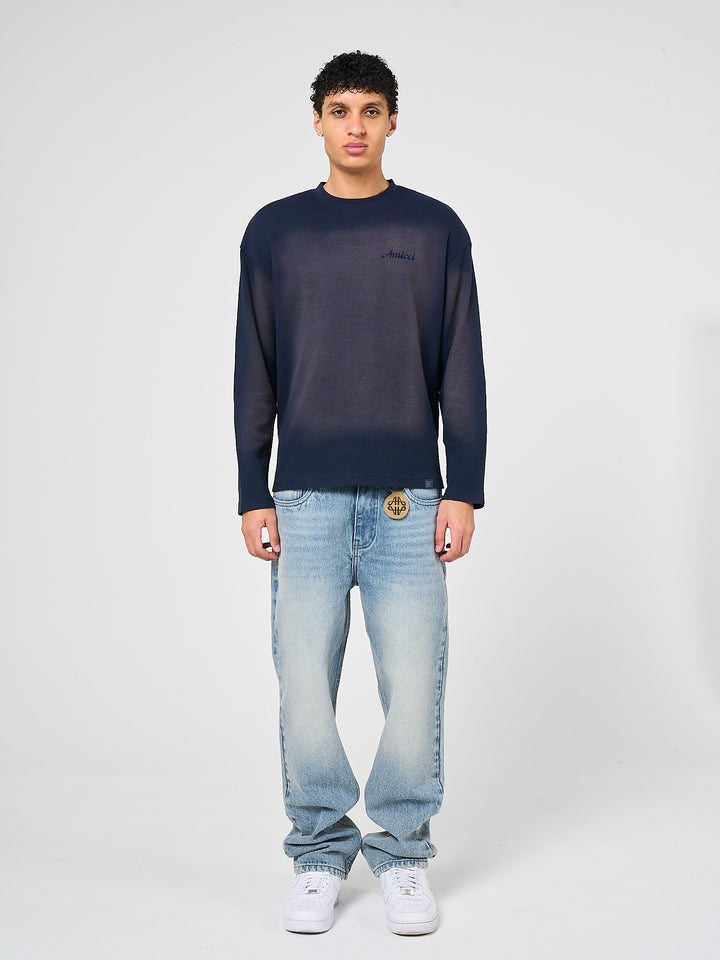 Pandan Navy Waffle Long Sleeve T Shirt