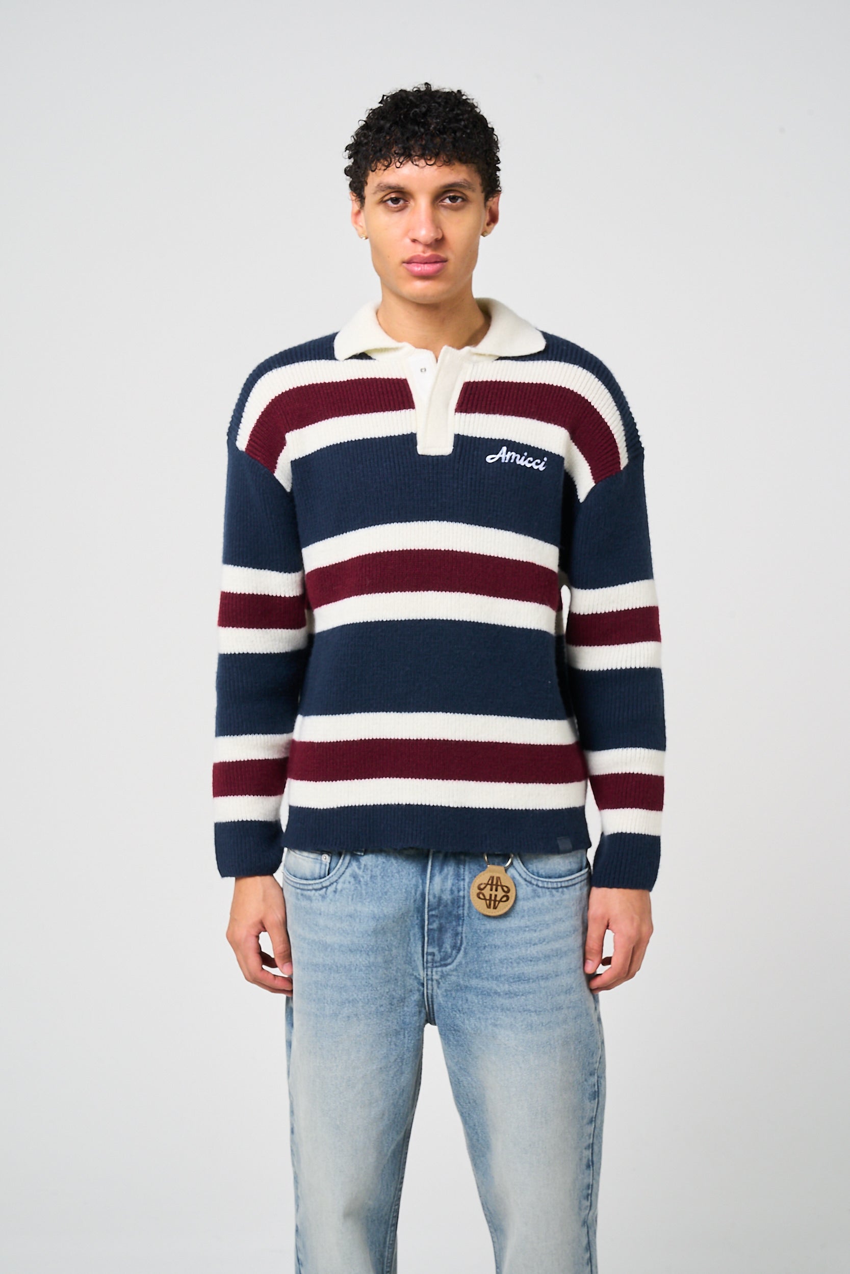 Awing Striped Knitted Sweatshirt
