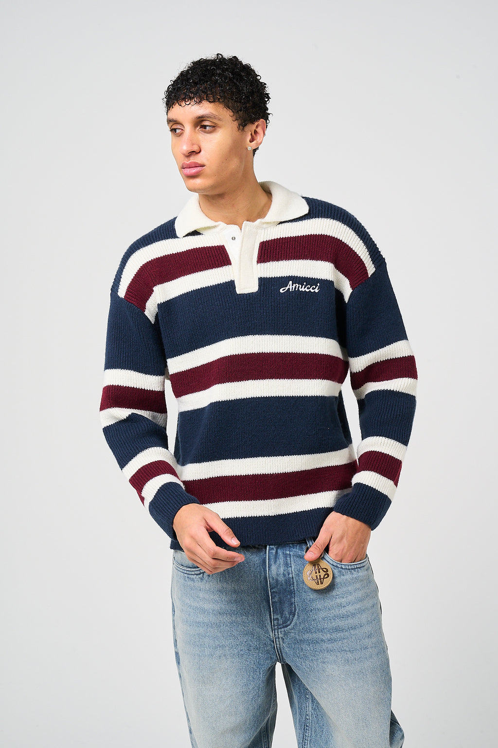 Awing Striped Knitted Sweatshirt