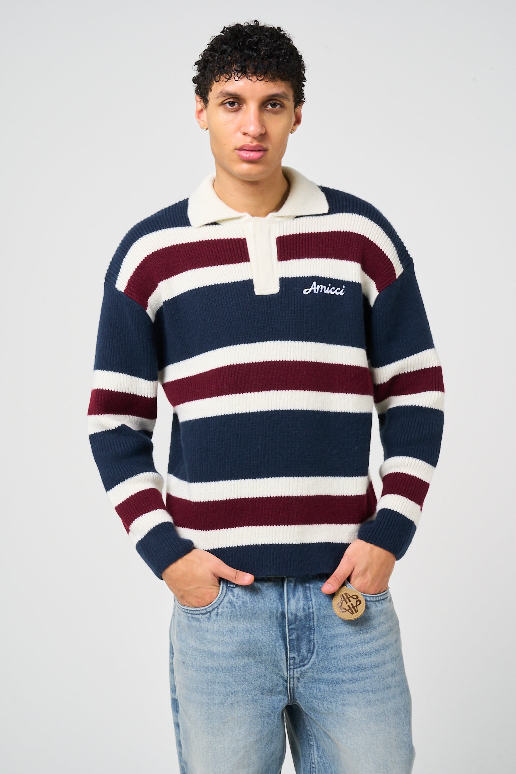 Awing Striped Knitted Sweatshirt