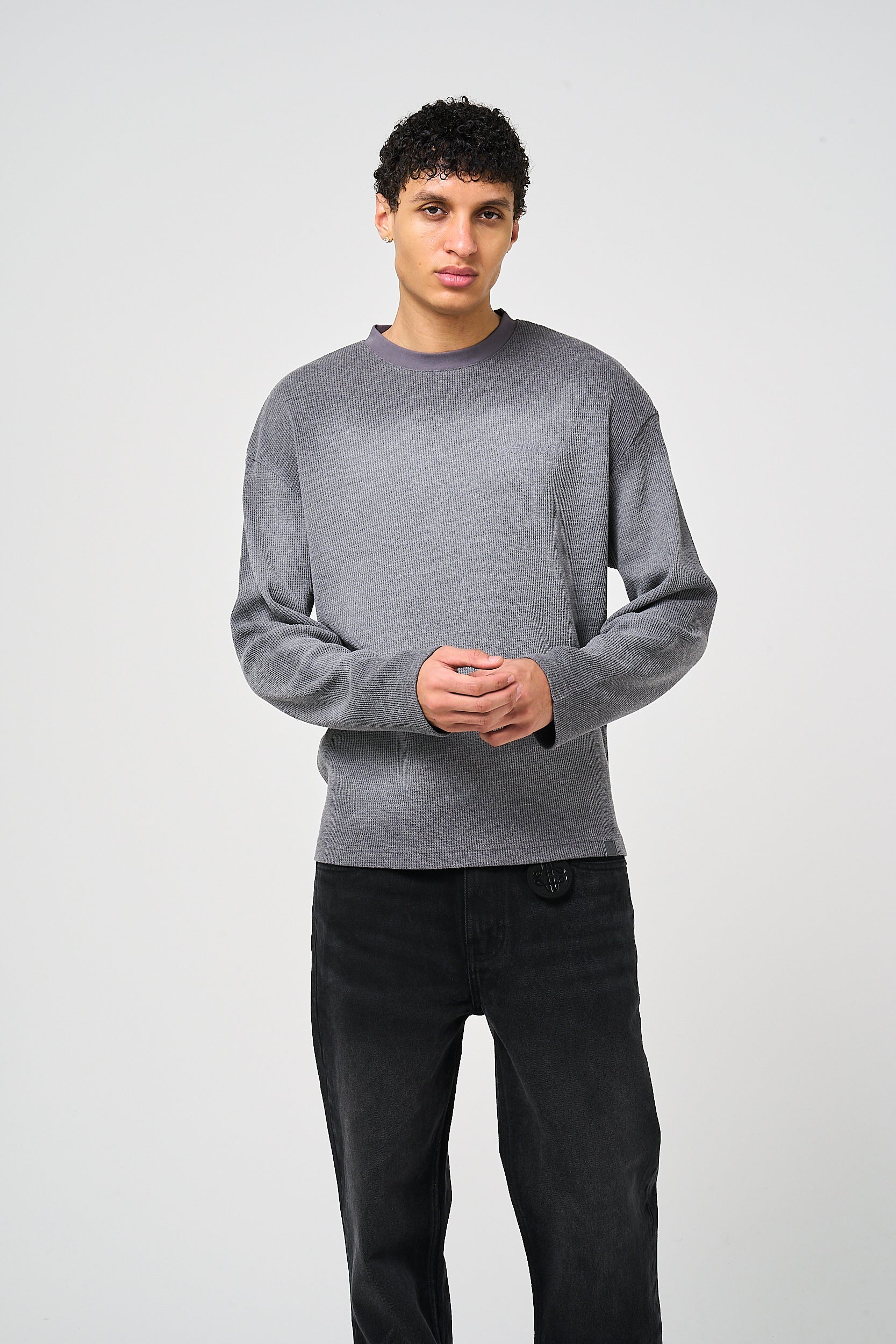 Pandan Grey Waffle Long Sleeve T Shirt