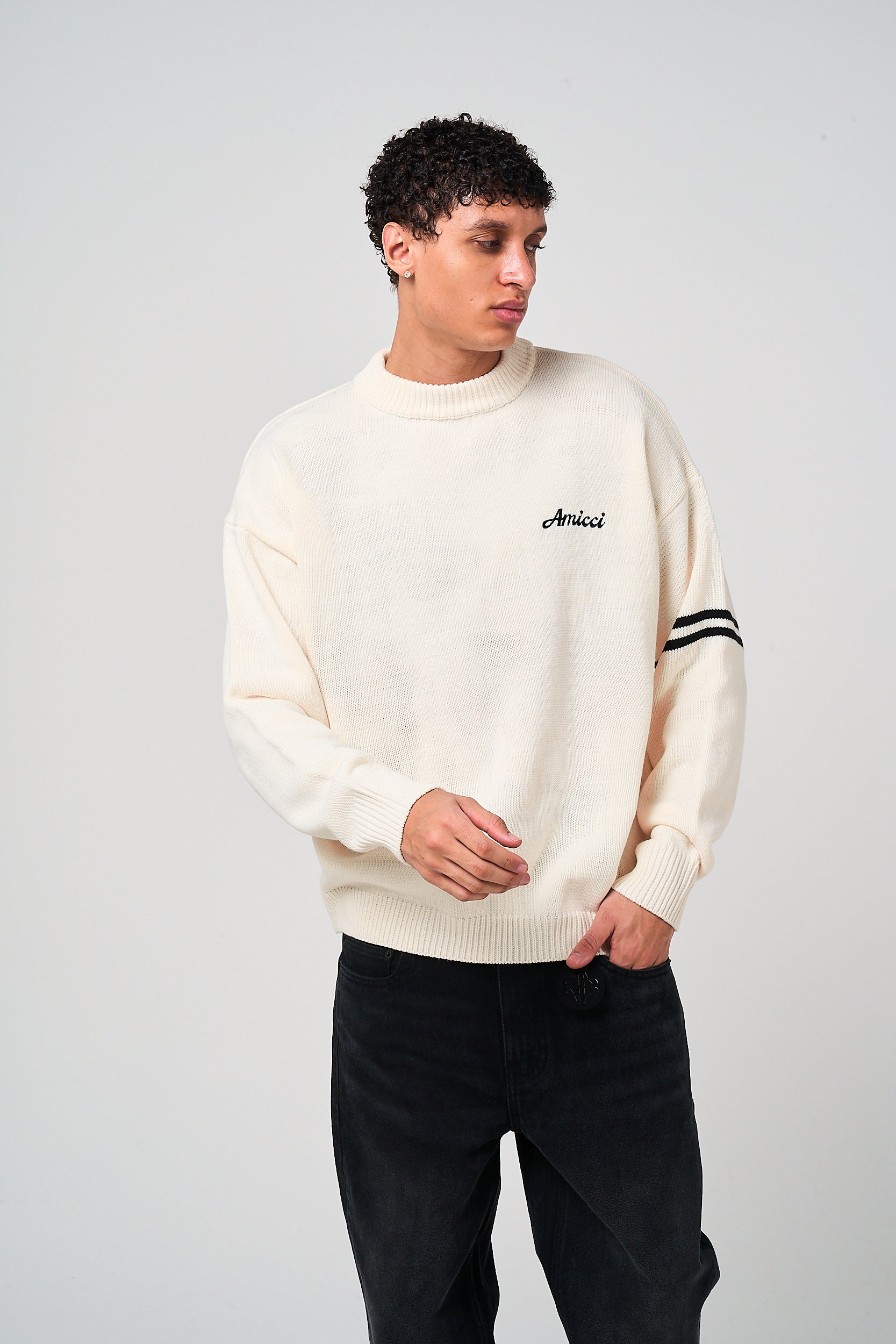Nantes Long Sleeve White Knitted T Shirt – Amicci