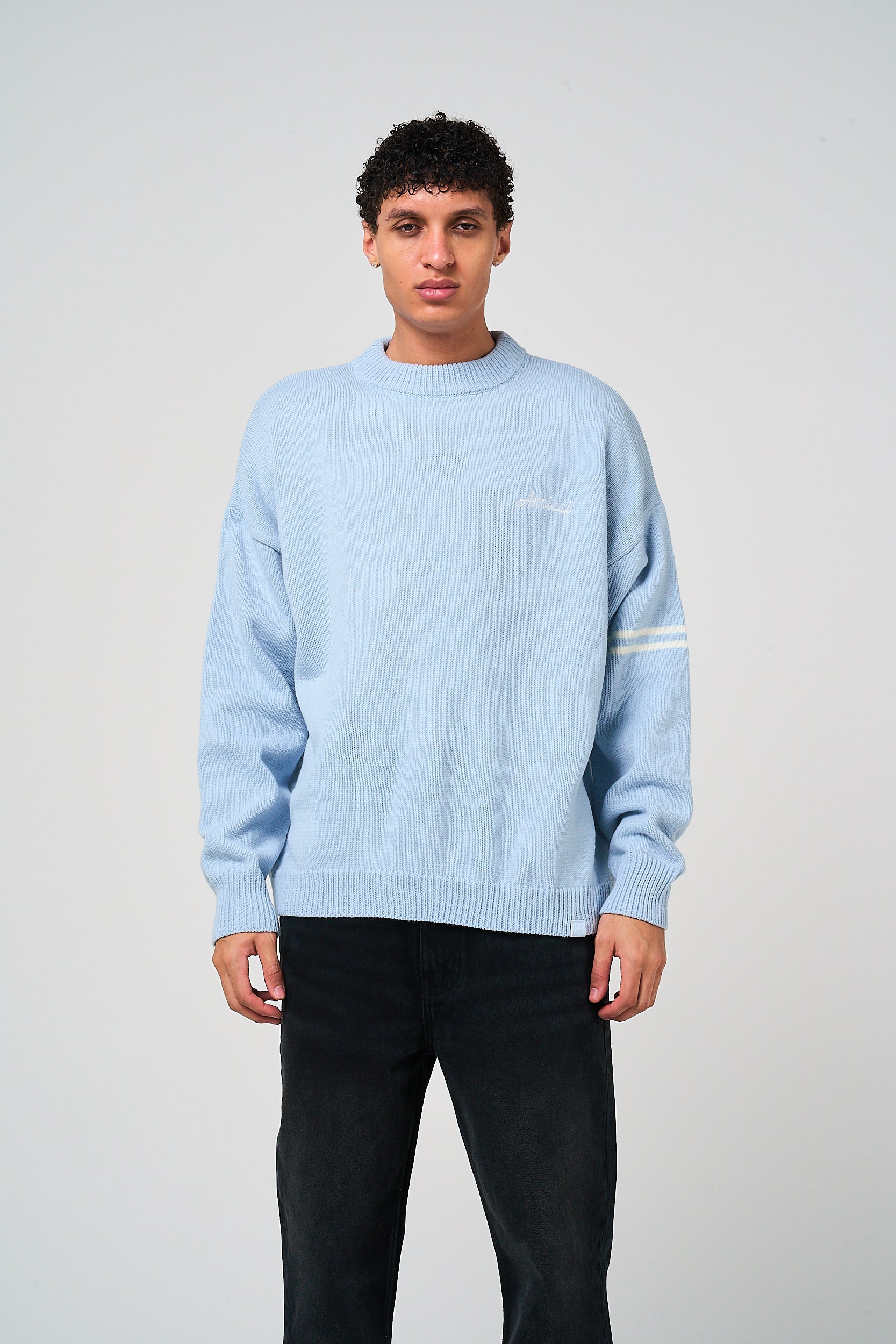 Nantes Long Sleeve Blue Knitted T Shirt