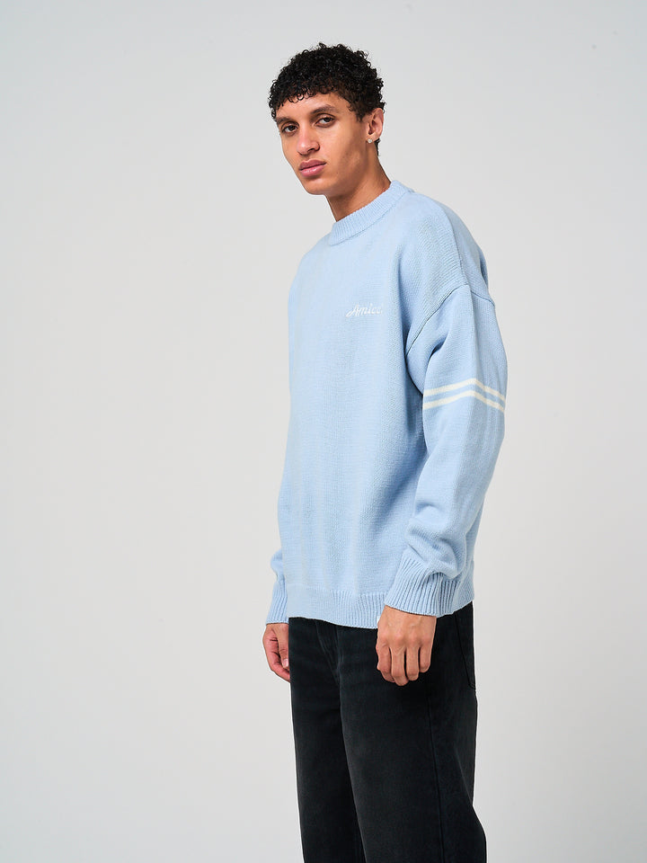 Nantes Long Sleeve Blue Knitted T Shirt