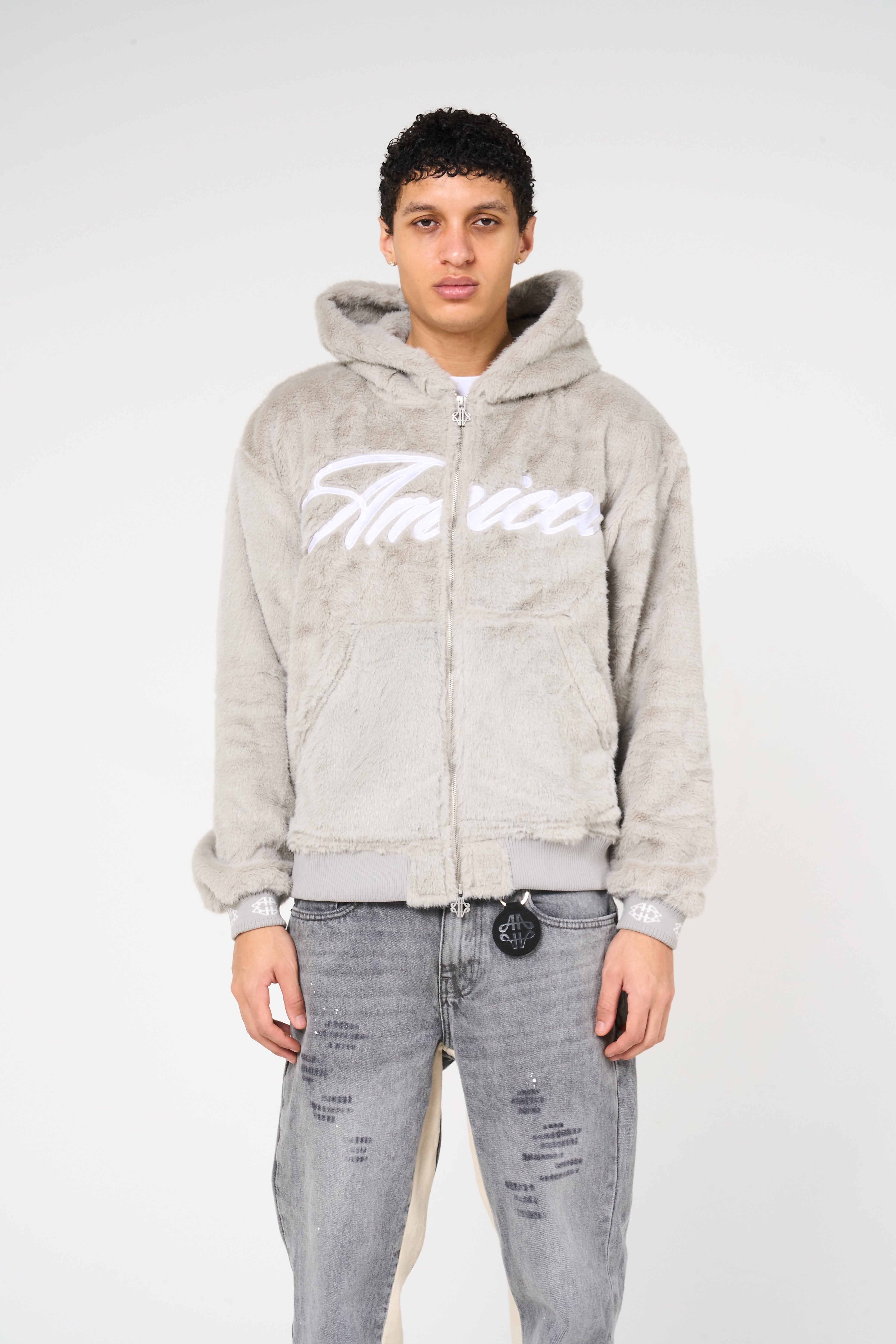 Oakley Grey Fur Hoodie – Amicci