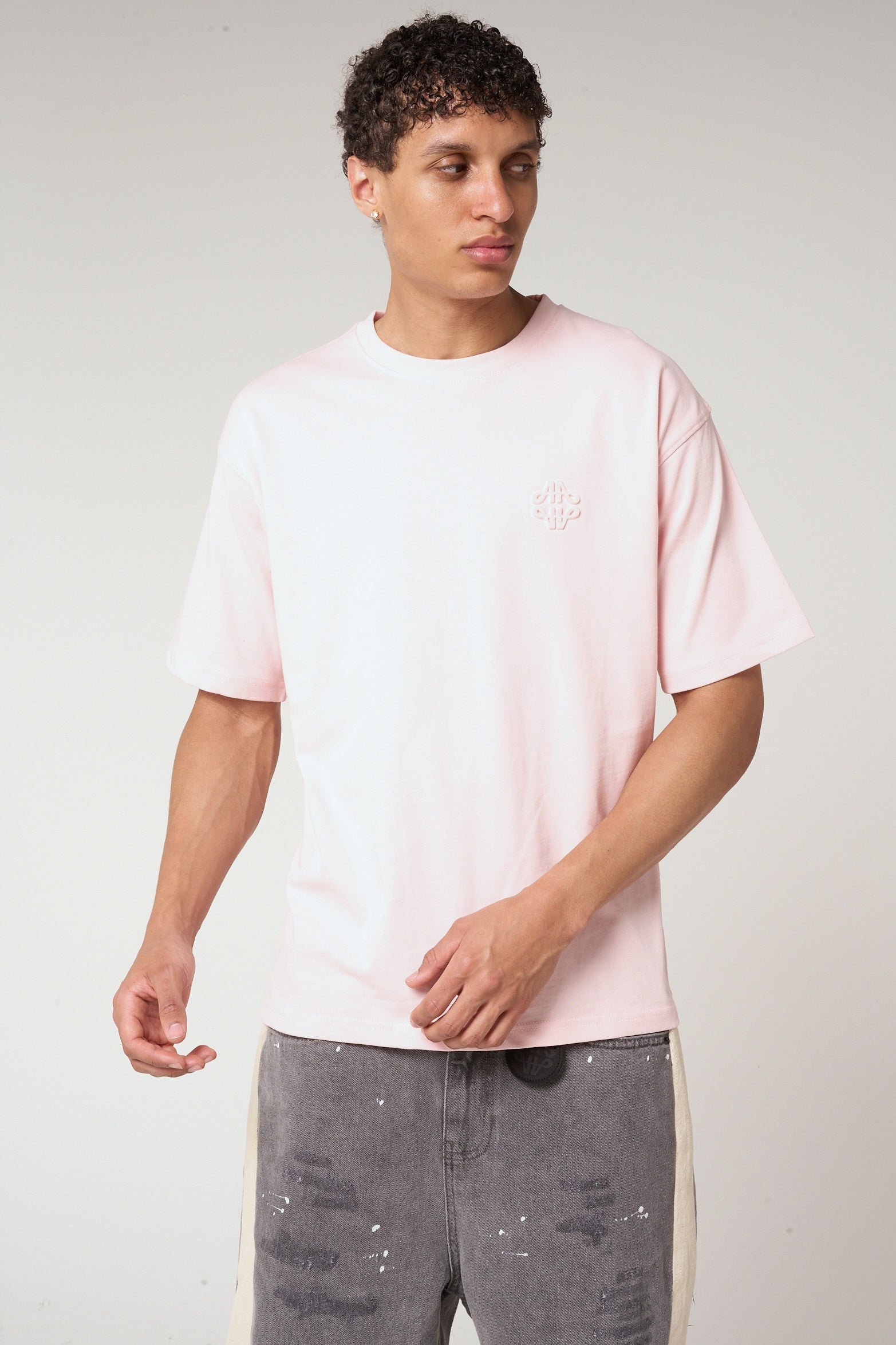 Karim Embossed Logo T Shirt Pink