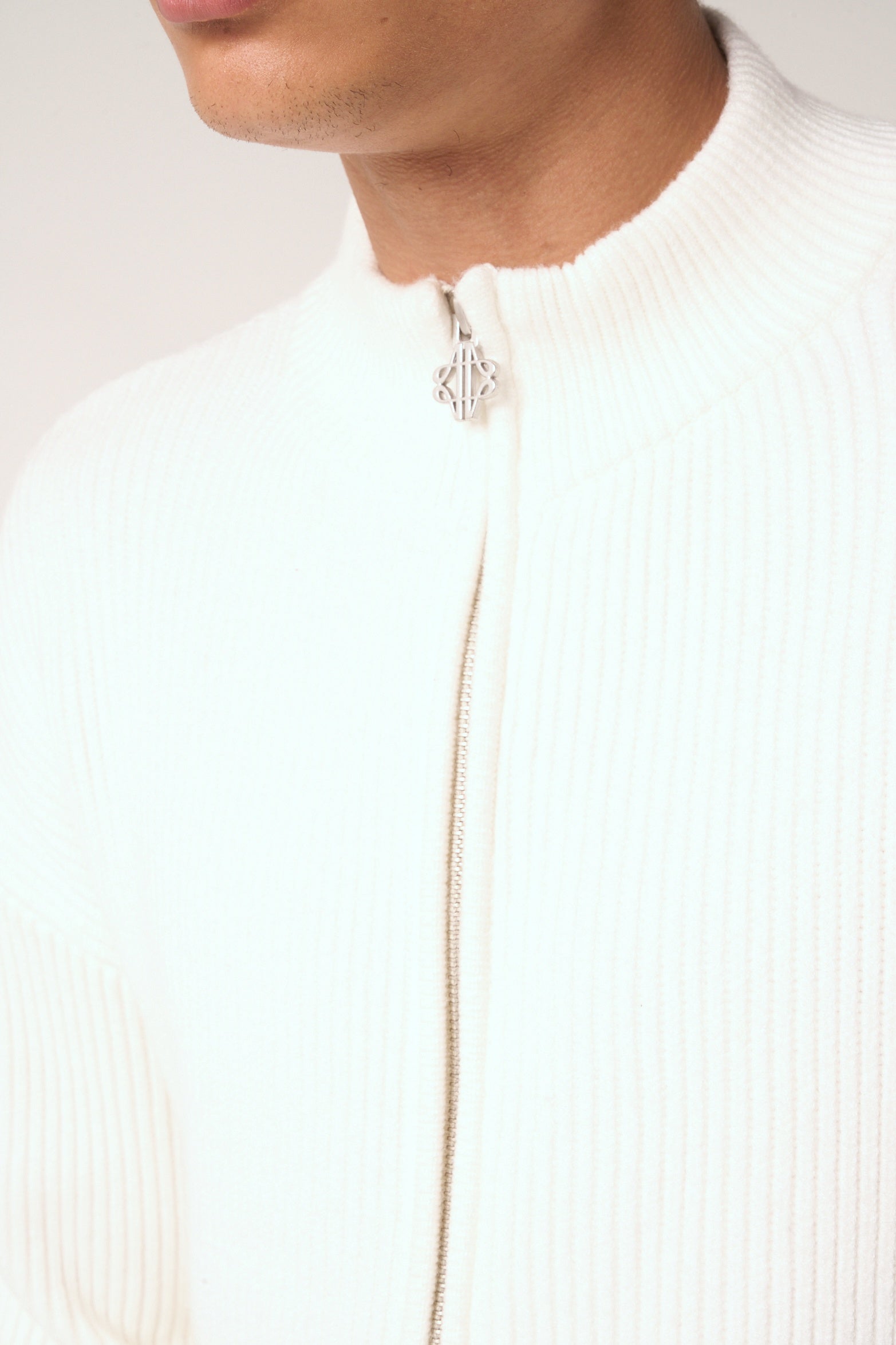 Mesa Ribbed Zip-Through Jacket White