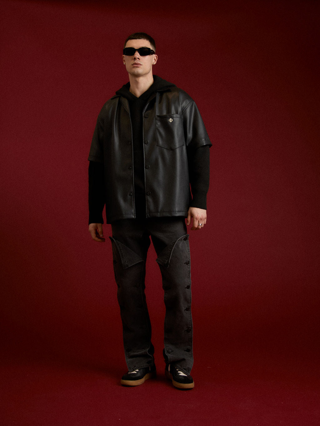 Knox Schwarz gewaschene Panel-Jeans