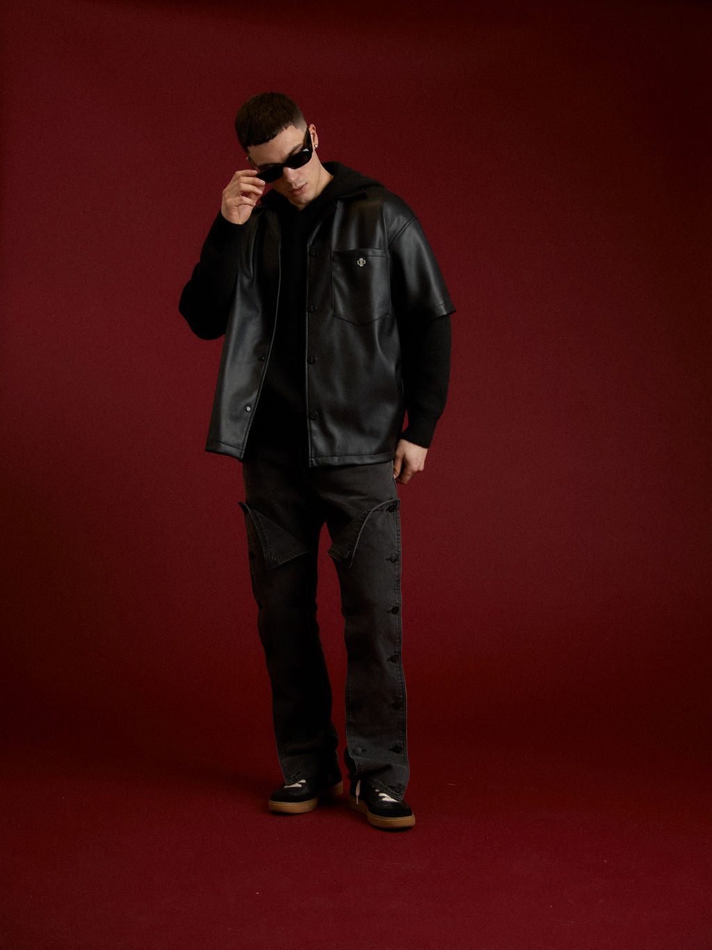 Knox Schwarz gewaschene Panel-Jeans