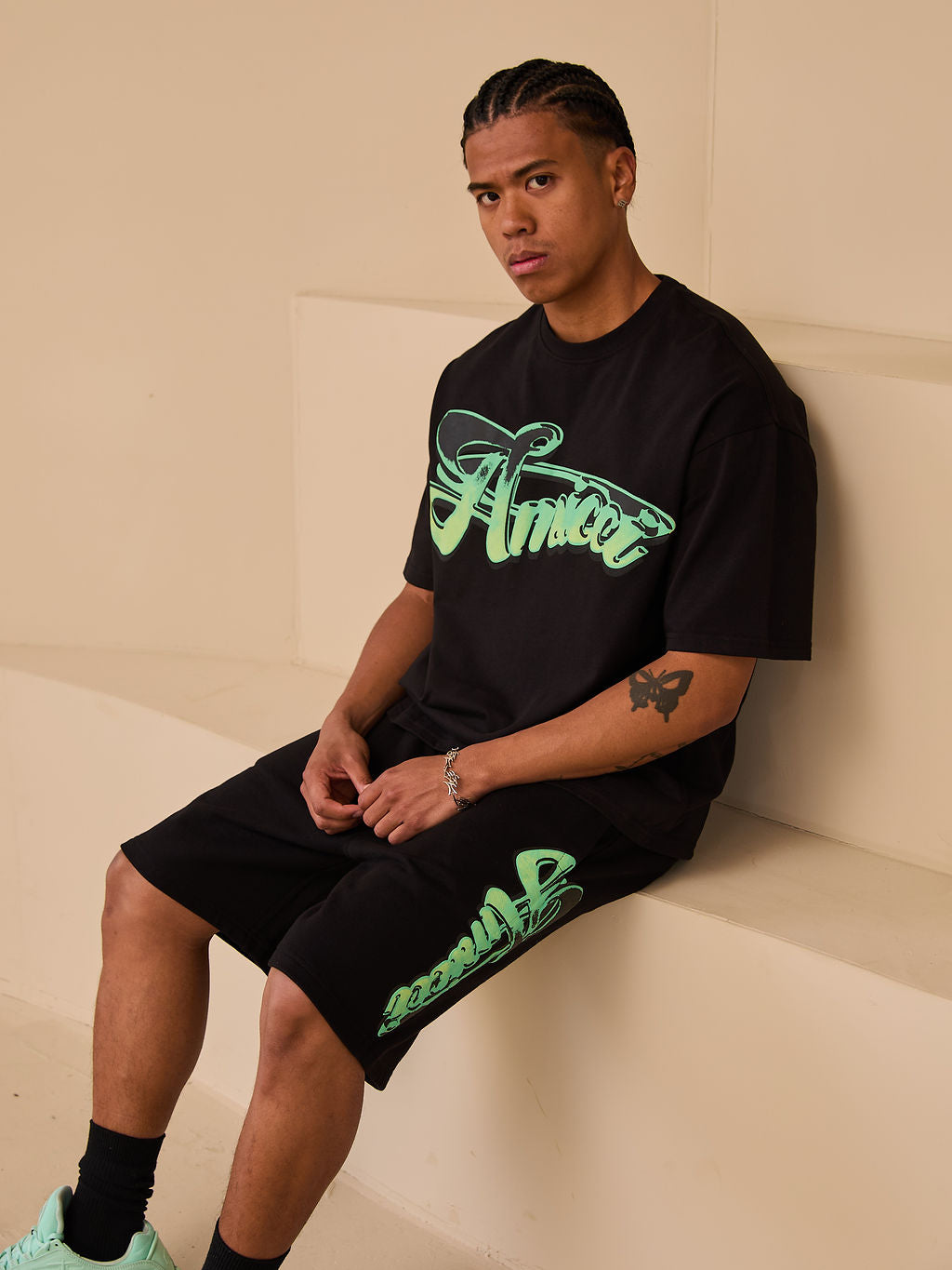 Verdent Grafik T-Shirt Schwarz