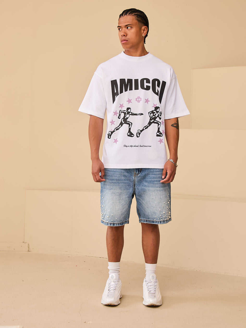 Direction Weißes Grafik-T-Shirt