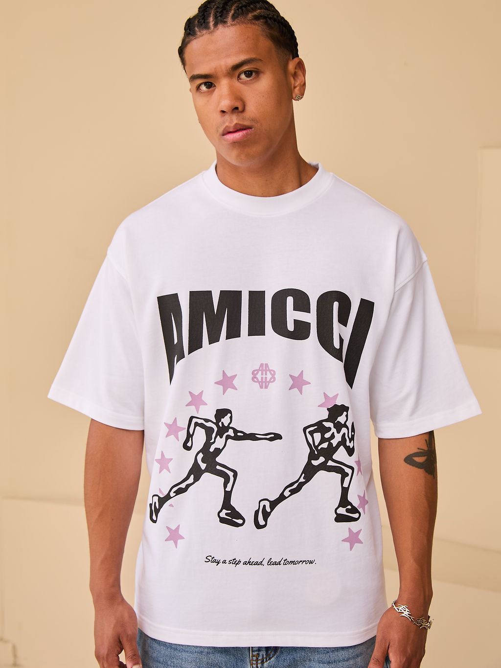 Direction Weißes Grafik-T-Shirt