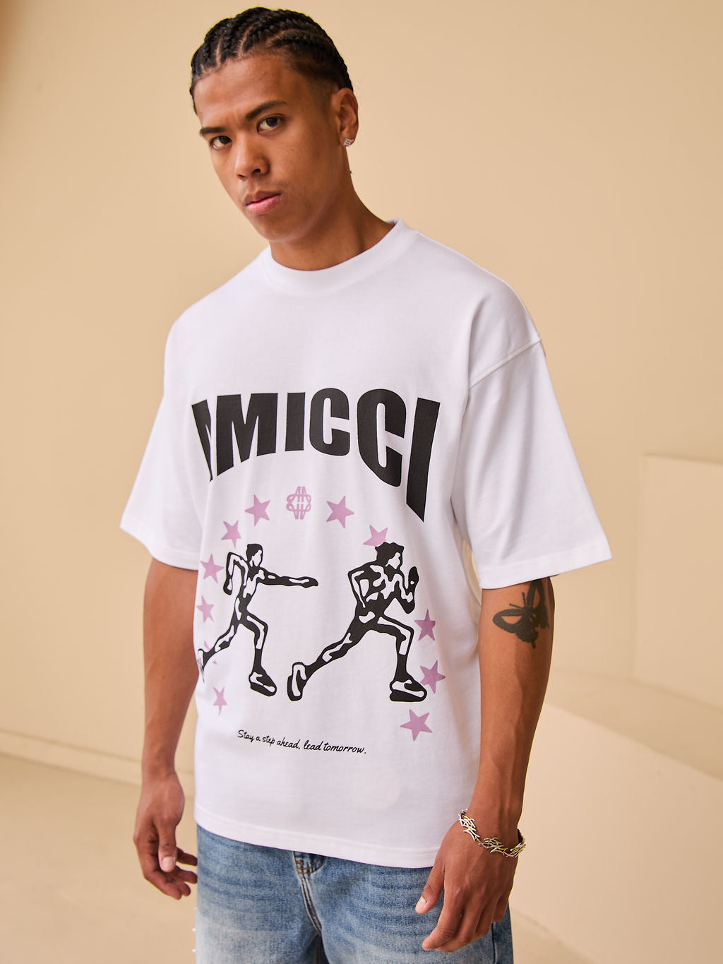 Direction Weißes Grafik-T-Shirt