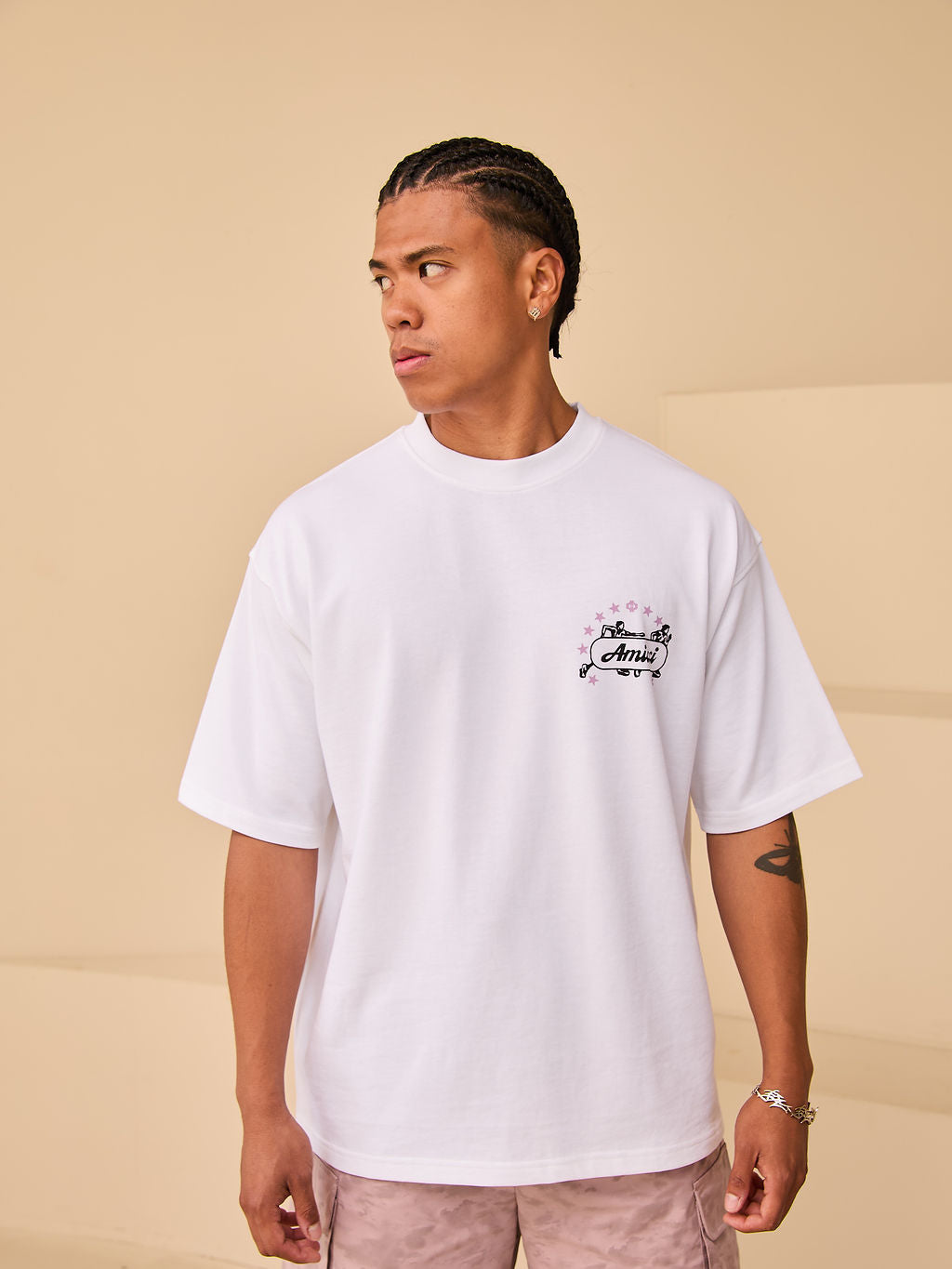 Hasten Grafik T-Shirt Weiß