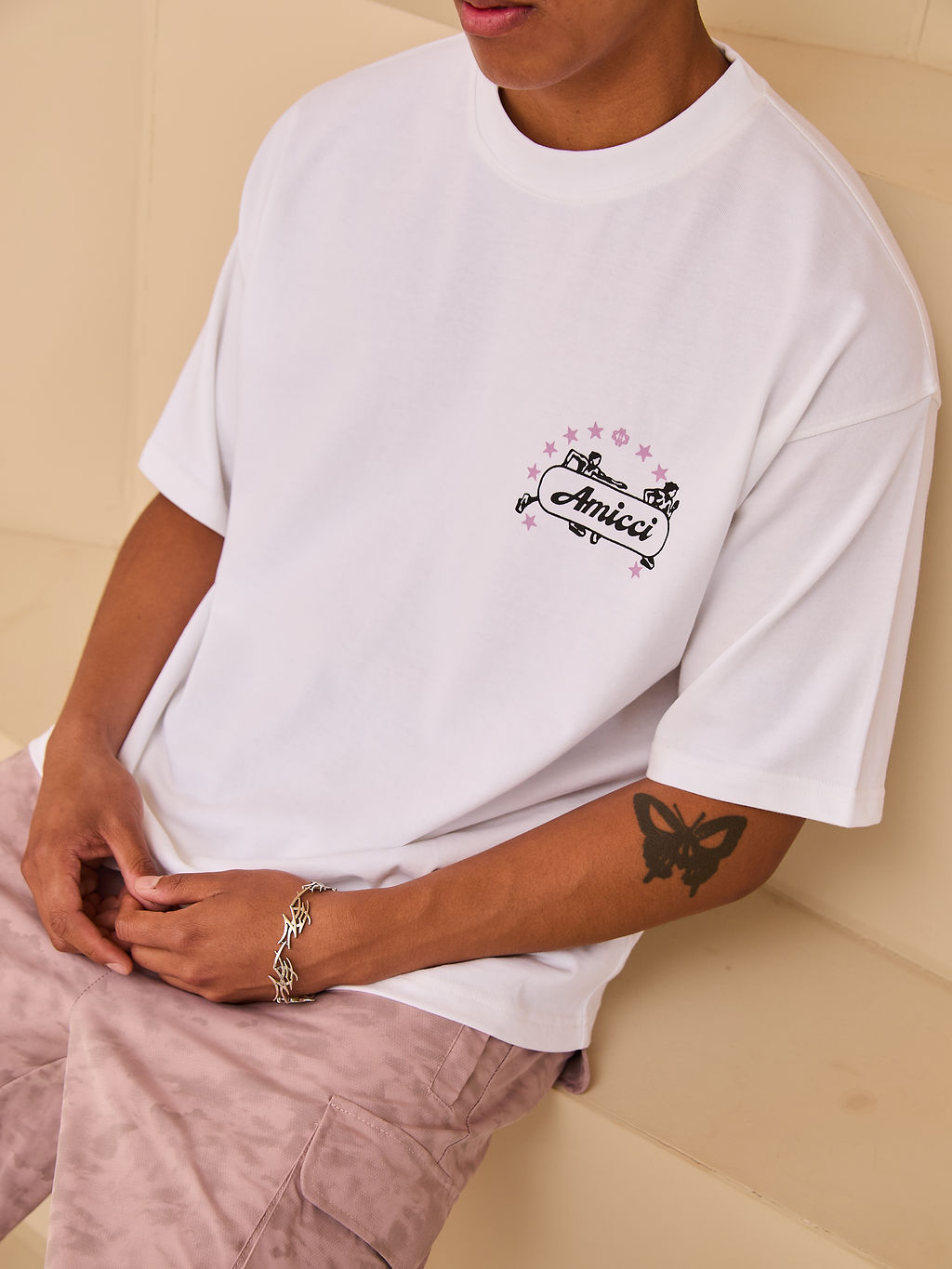 Hasten Grafik T-Shirt Weiß