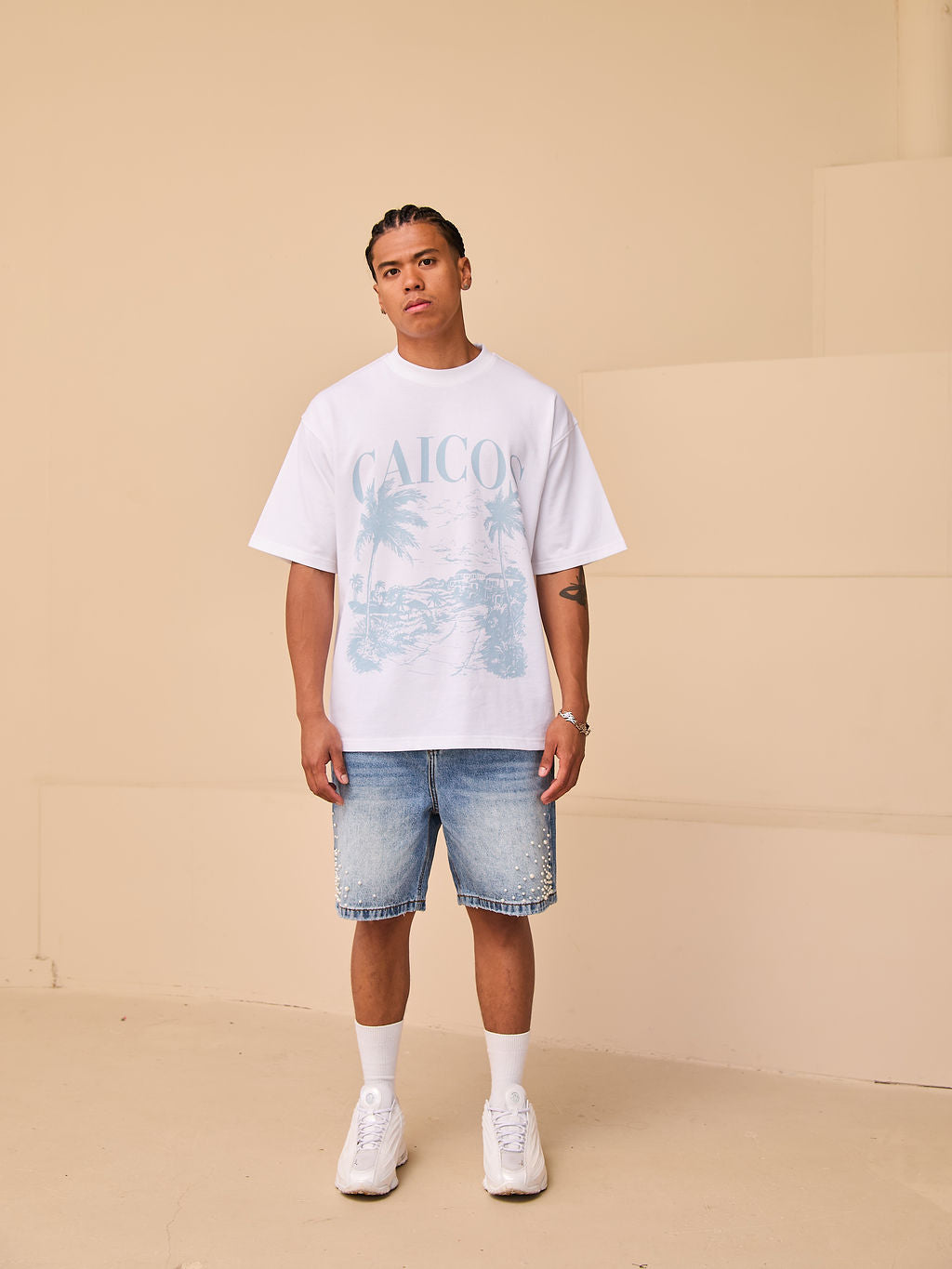 Caicos Weißes Grafik-T-Shirt